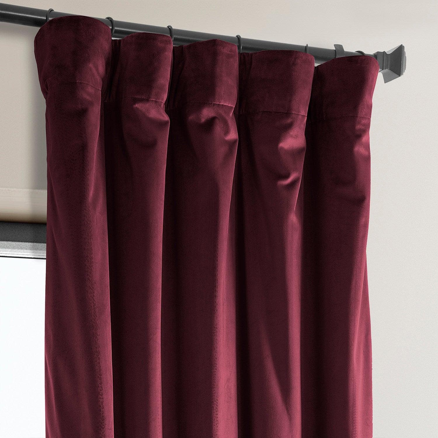 Dark Merlot Heritage Plush Velvet Blackout Curtains for Bedroom - Thermal Insulated Noise Reducing Drapes for Living Room, Nursery & Home Theater