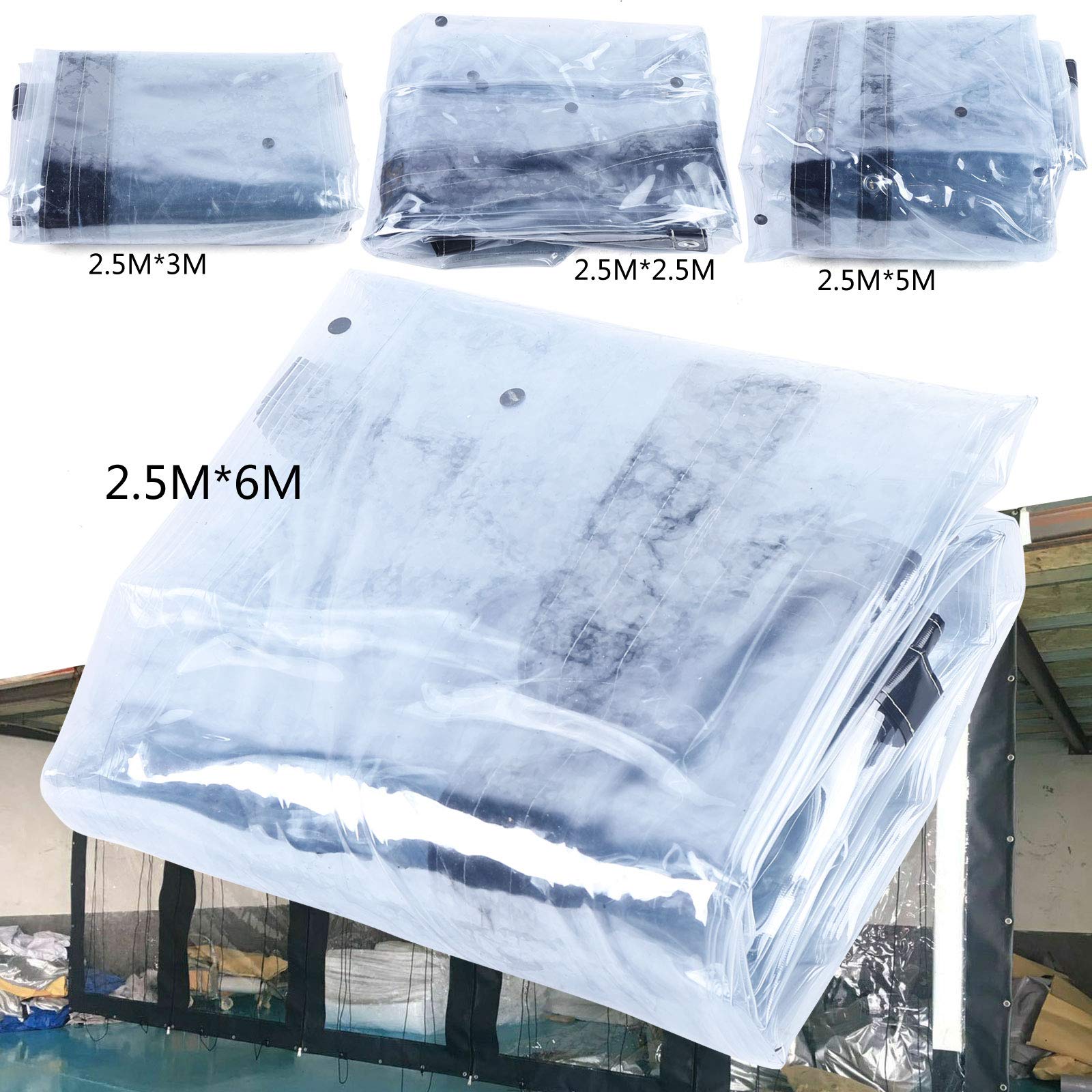 Commercial Grade Waterproof Clear Vinyl Awning Canopy - 8x20 Feet (2.5x6 M) Roll Up Patio Enclosure for Tents, Awnings & Canopies - Durable Black Outdoor Shelter for Backyard, Deck, RV & Camping