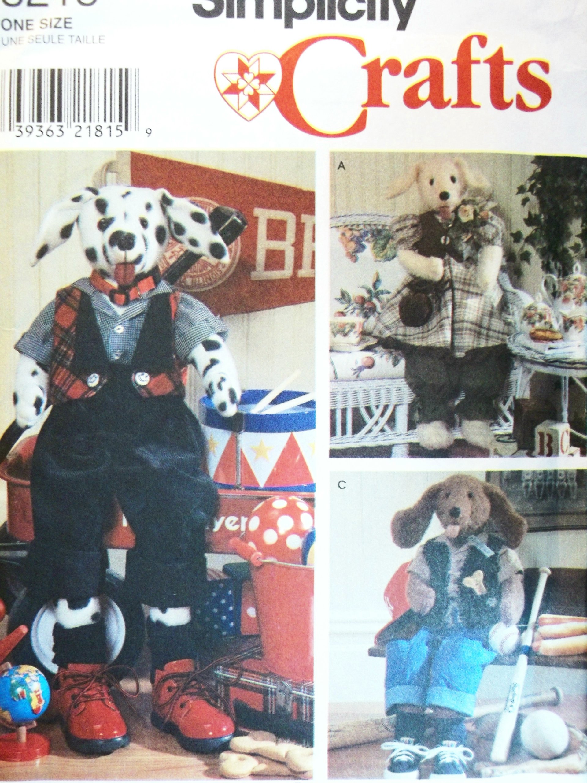 Simplicity Crafts Pattern 8215 - DIY Stuffed Dog Toy with Outfits | Sewing Project for Beginners | Perfect for Gifts, Home Decor & Kids Playtime