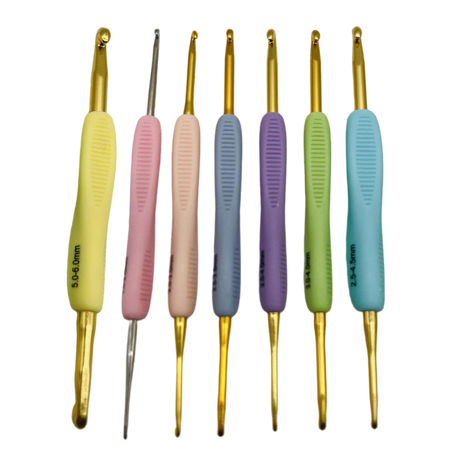 Vaveren 7-Piece TPR Soft Grip Crochet Hooks Set - Ergonomic Comfortable Knitting Needles for Beginners - Perfect for DIY Yarn Crafts, Amigurumi, and Home Decor Projects