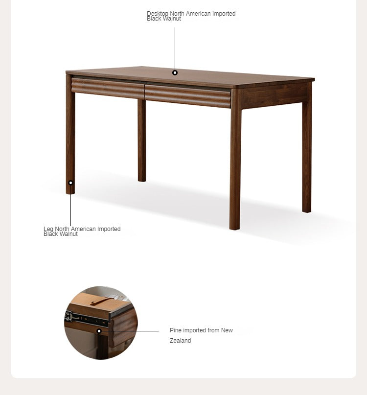Premium Black Walnut Solid Wood Rectangular Office Desk - Modern Executive Workstation for Home & Business Use - Perfect for Remote Work, Study & Professional Workspaces