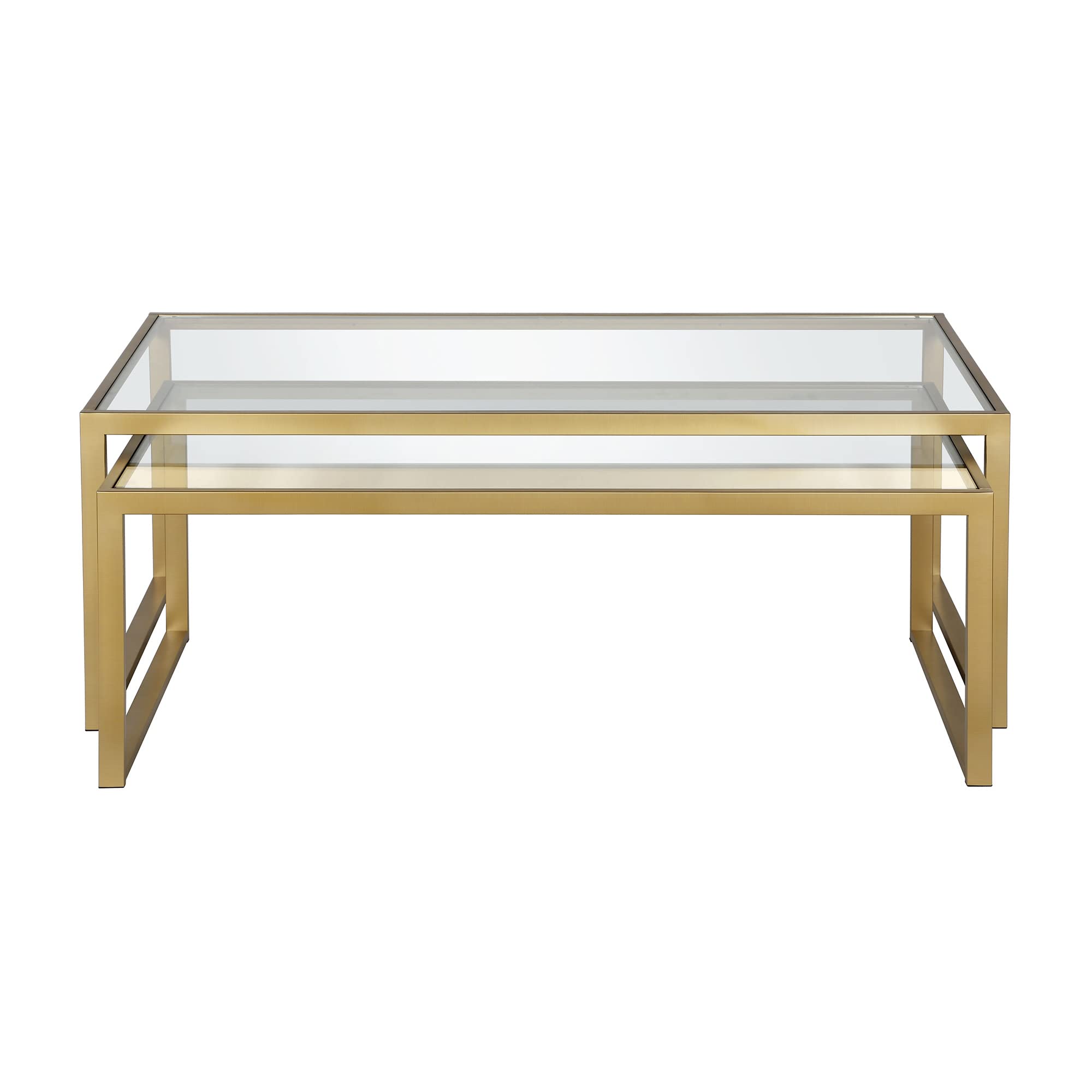 Henn&Hart Rectangular Nested Coffee Table in Brass - Modern Living Room Furniture, Minimalist Studio Apartment Essentials - Perfect for Small Spaces & Contemporary Home Decor