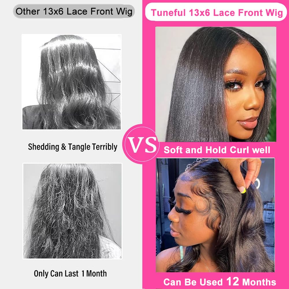 26 Inch Straight Lace Front Human Hair Wig - 250% Density 13x6 HD Lace - Glueless Pre-Plucked Natural Hairline for Women - Perfect for Daily Wear, Cosplay & Special Occasions