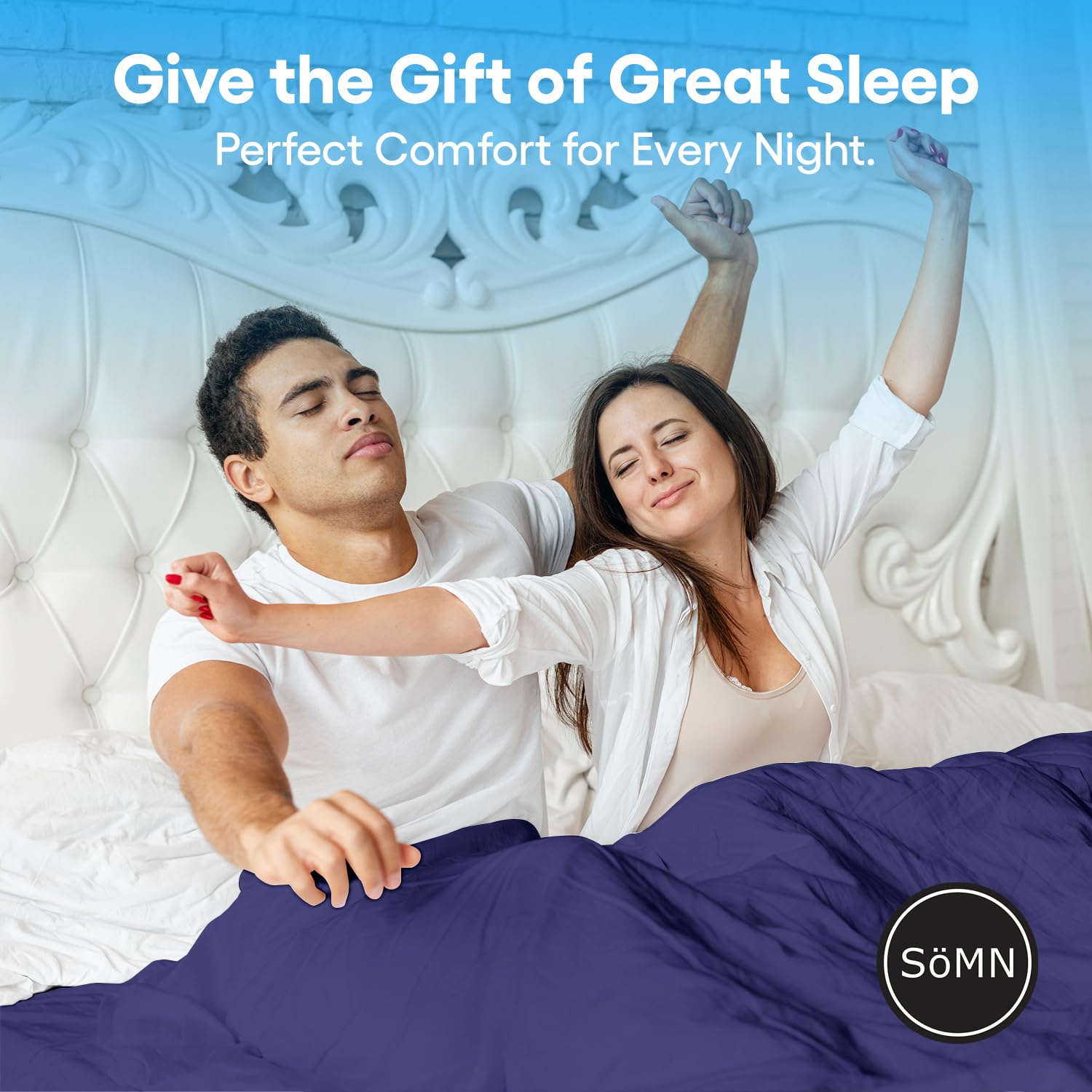 SöMN Kömforte Microfiber Dual Zone Comforter - His & Hers Temperature Control Blanket for Couples | Cool & Warm Two-Sided Comforter | Hypoallergenic Alternative Down Duvet Insert | Perfect Wedding Gift (Navy Blue, Queen Size) | Ideal for Bedroom, Guest Room & Couples Retreat