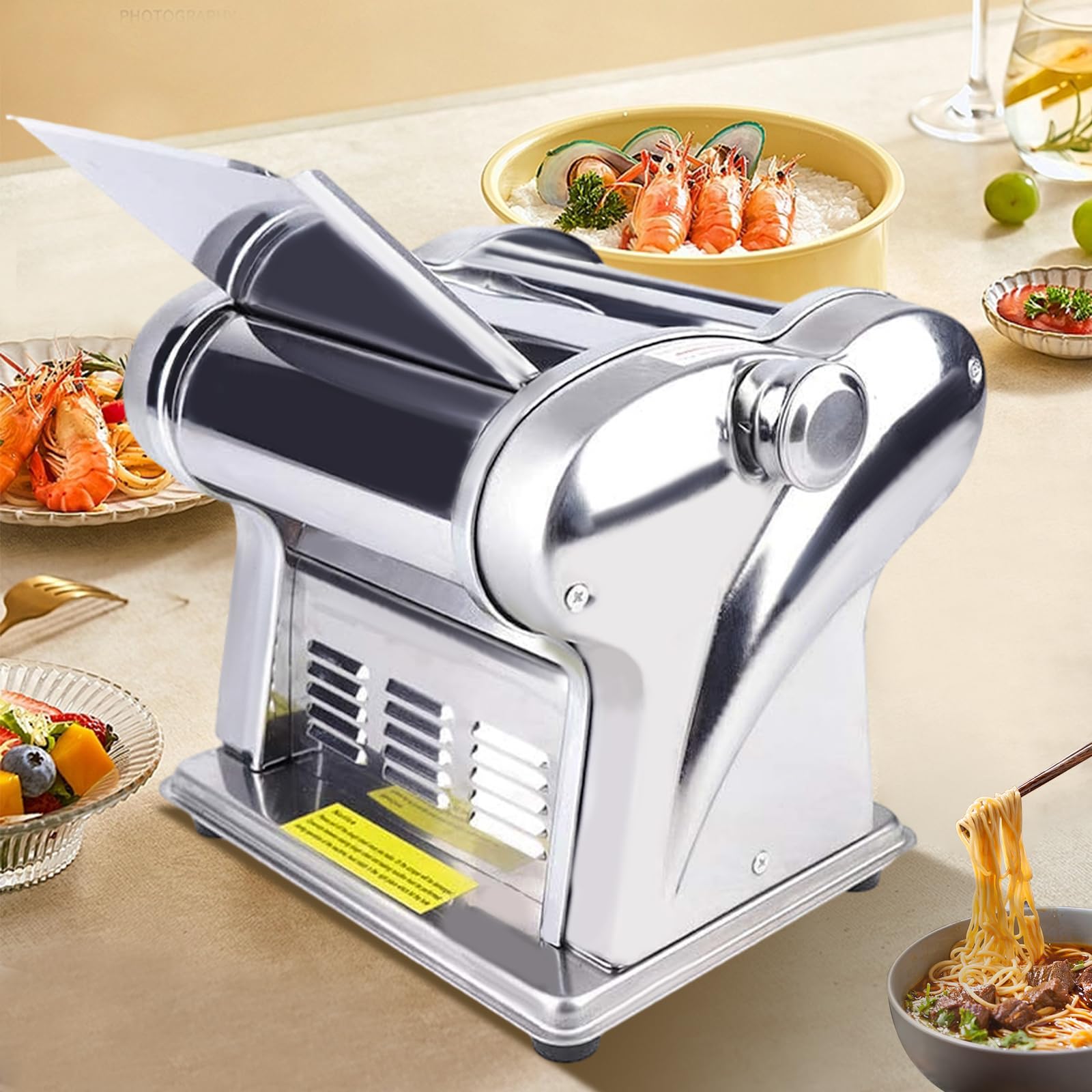 Stainless Steel Manual Pasta Maker Machine - Adjustable Thickness Roller for Homemade Noodles, Ravioli & Lasagna | Perfect for Italian Cooking, Restaurant & Home Kitchen Use
