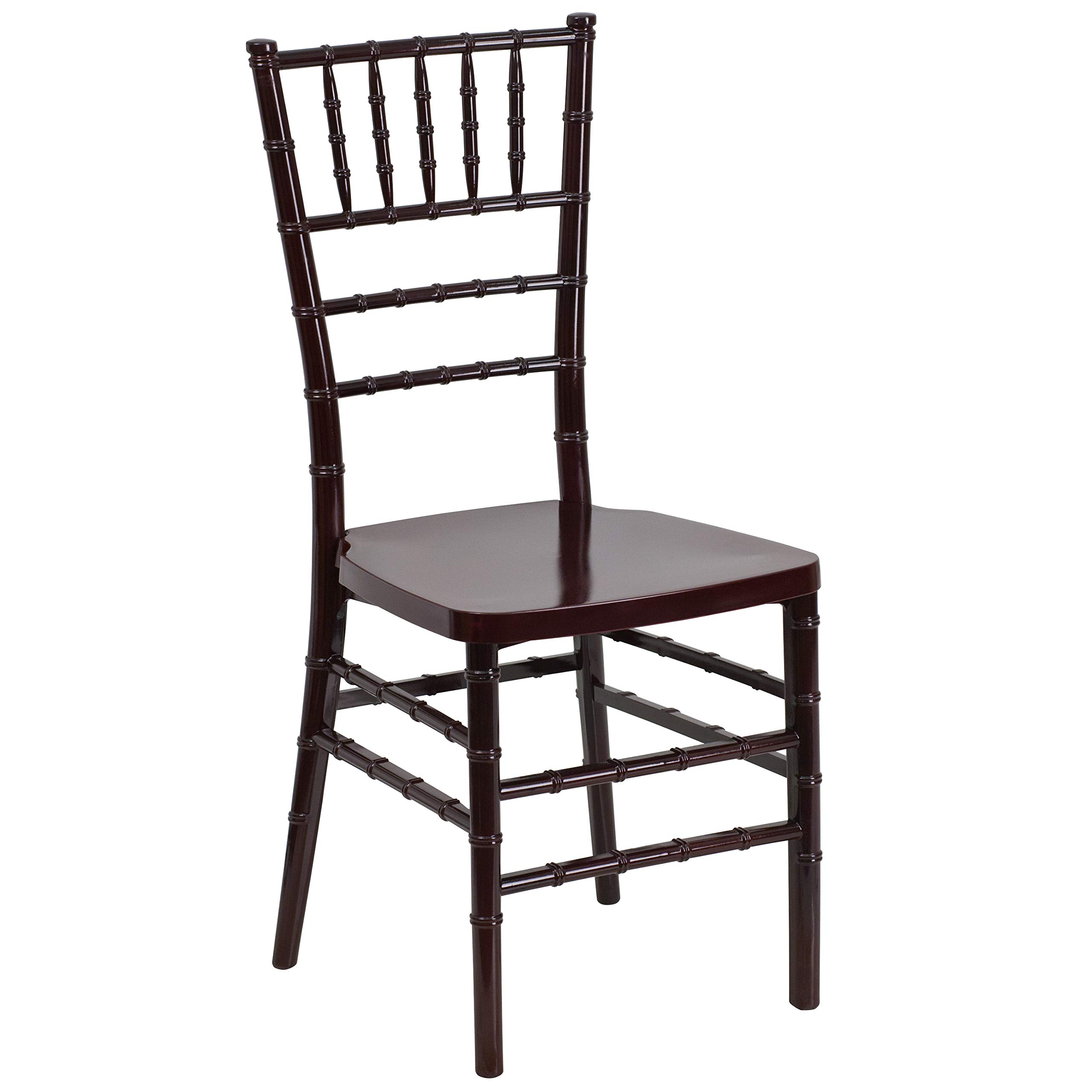 EMMA + OLIVER 2 Pack Mahogany Resin Stackable Chiavari Chairs - Elegant Banquet, Wedding & Event Furniture for Indoor/Outdoor Parties, Receptions & Dining Areas