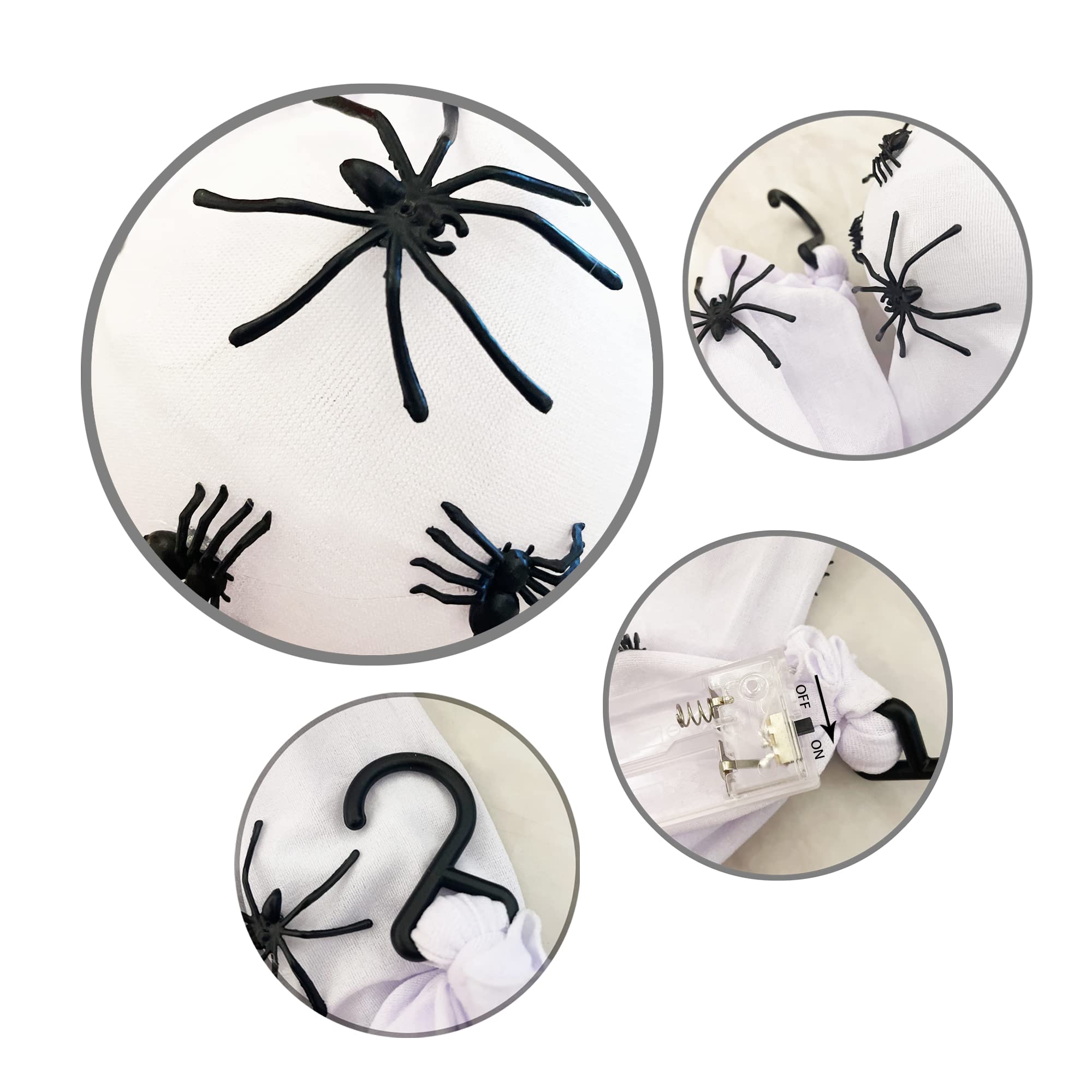 4 Pack Halloween Light-Up Spider Hanging Egg Sacs (20 Inch) - Easy No Assembly Decor for Indoor & Outdoor Party, Haunted House, Porch & Yard Decorations