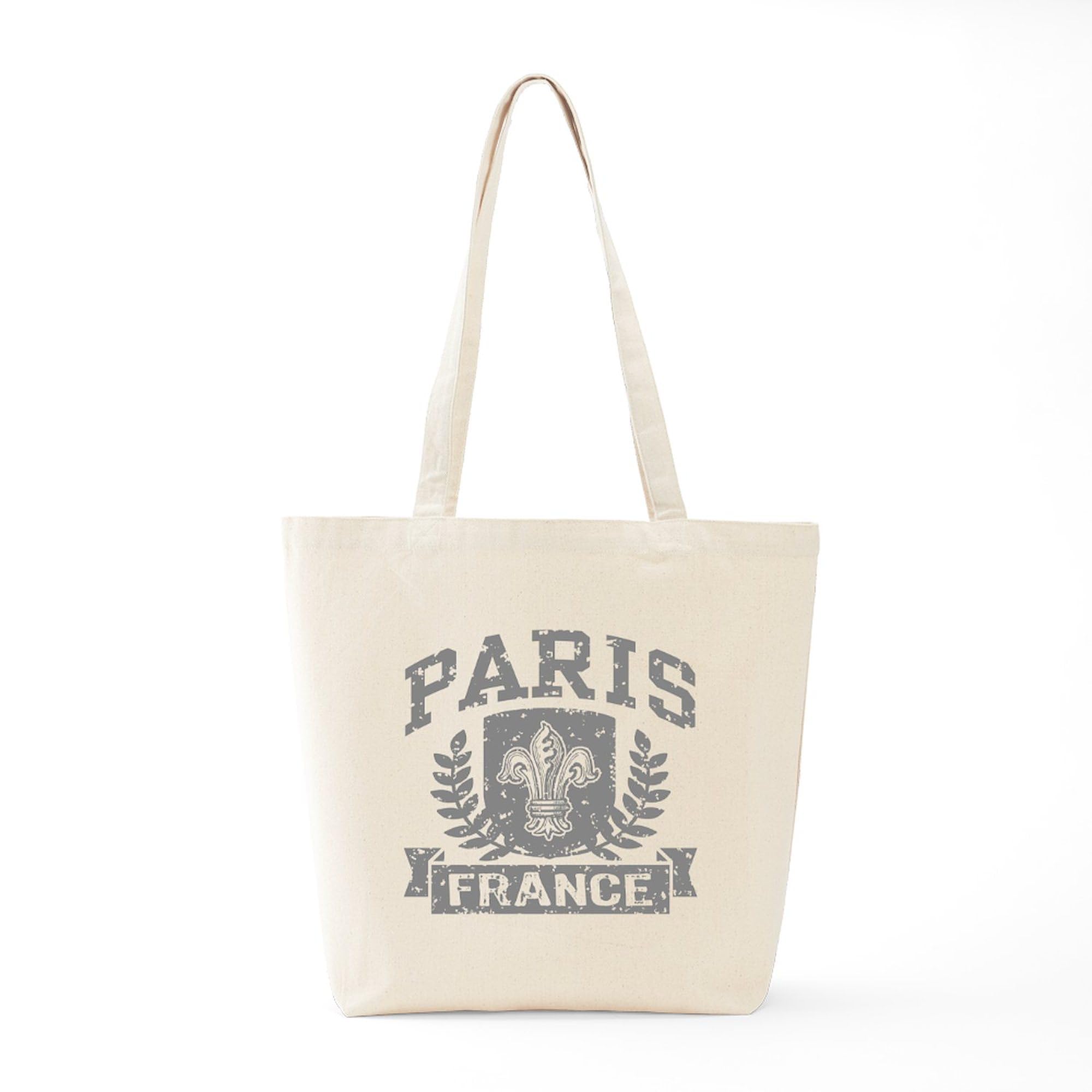 Paris France Tote Bag - Natural Canvas Reusable Shopping Bag for Groceries, Beach & Travel | Eco-Friendly Cotton Carryall