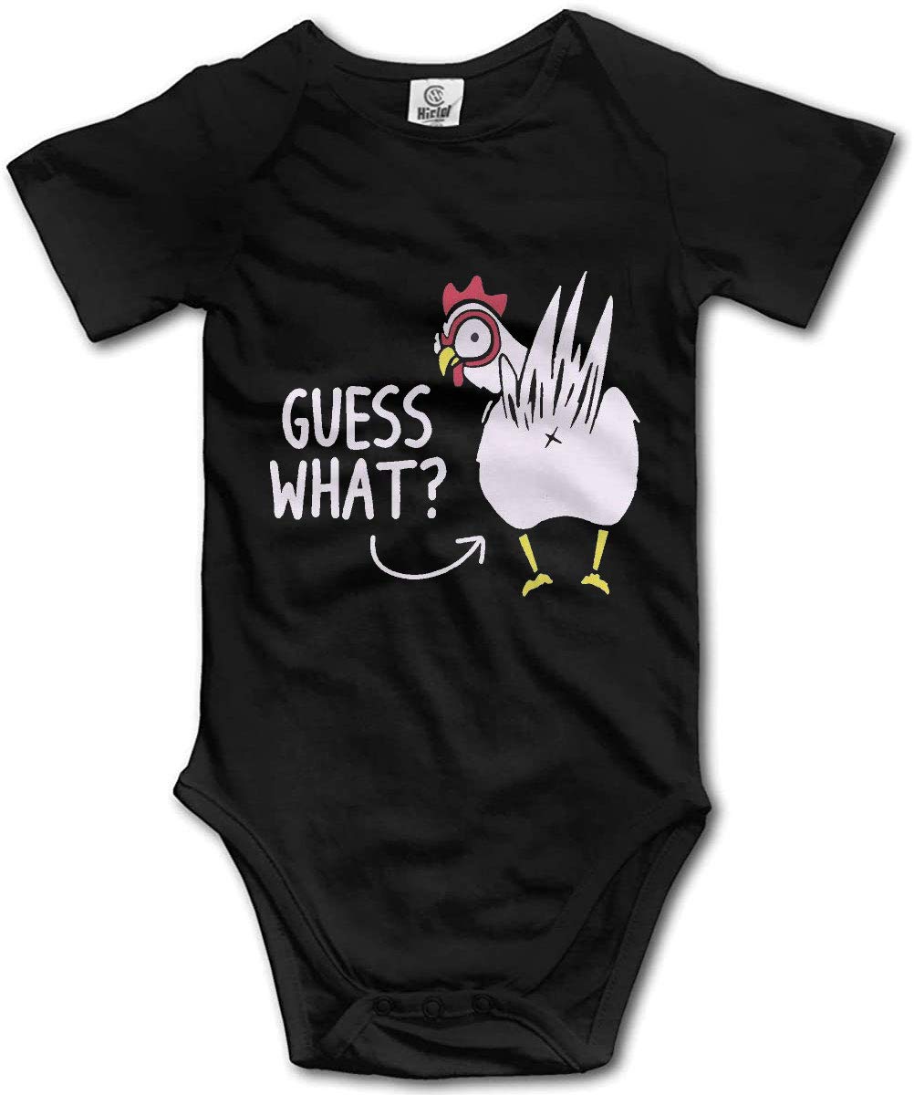 Guess What Chicken Butt Funny Baby Onesie - Short Sleeve Bodysuit for Boys & Girls | Cute Playtime & Photo Outfit