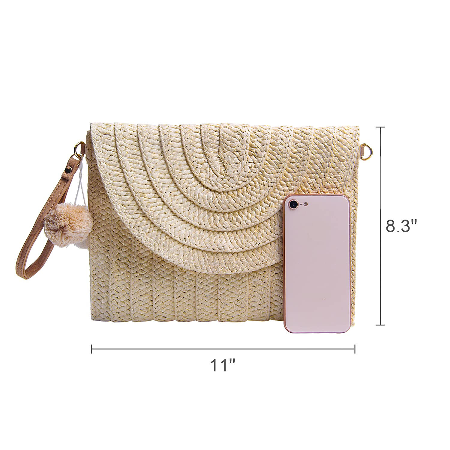 Women's Woven Straw Clutch Purse - Summer Beach Bag & Envelope Handbag for Parties, Weddings & Vacation Accessories