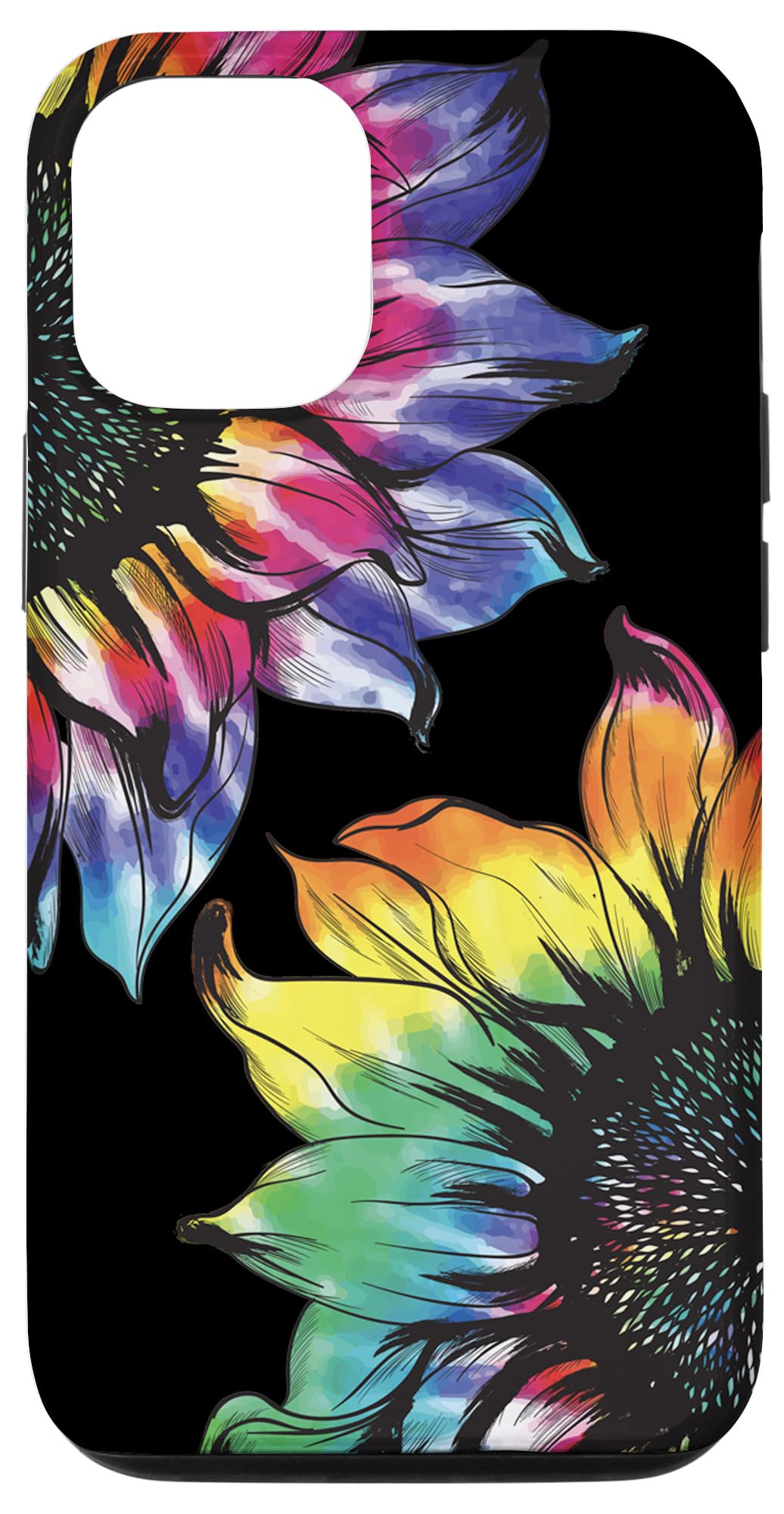 Colorful Tie Dye Sunflower Phone Case for iPhone 12/12 Pro - Retro Hippie Style Protective Cover - Perfect Gift for Music Festivals & Boho Lovers