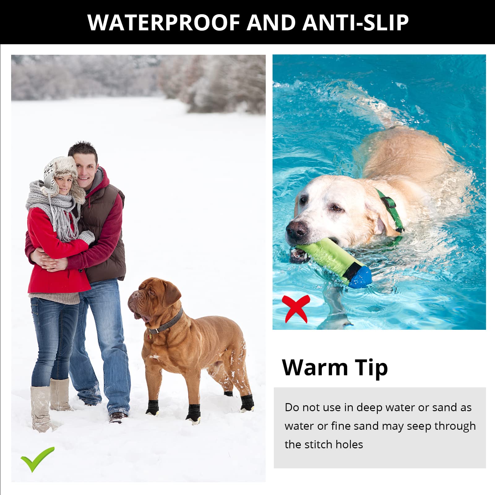 **Anti-Slip Waterproof Dog Boots for Small to Large Dogs - Reflective & Breathable Paw Protectors for Snow, Hot Pavement & Outdoor Adventures (4Pcs)**    *(Use Cases: Perfect for winter snow, summer hot pavement, hiking, and daily walks to protect your dog's paws!)*