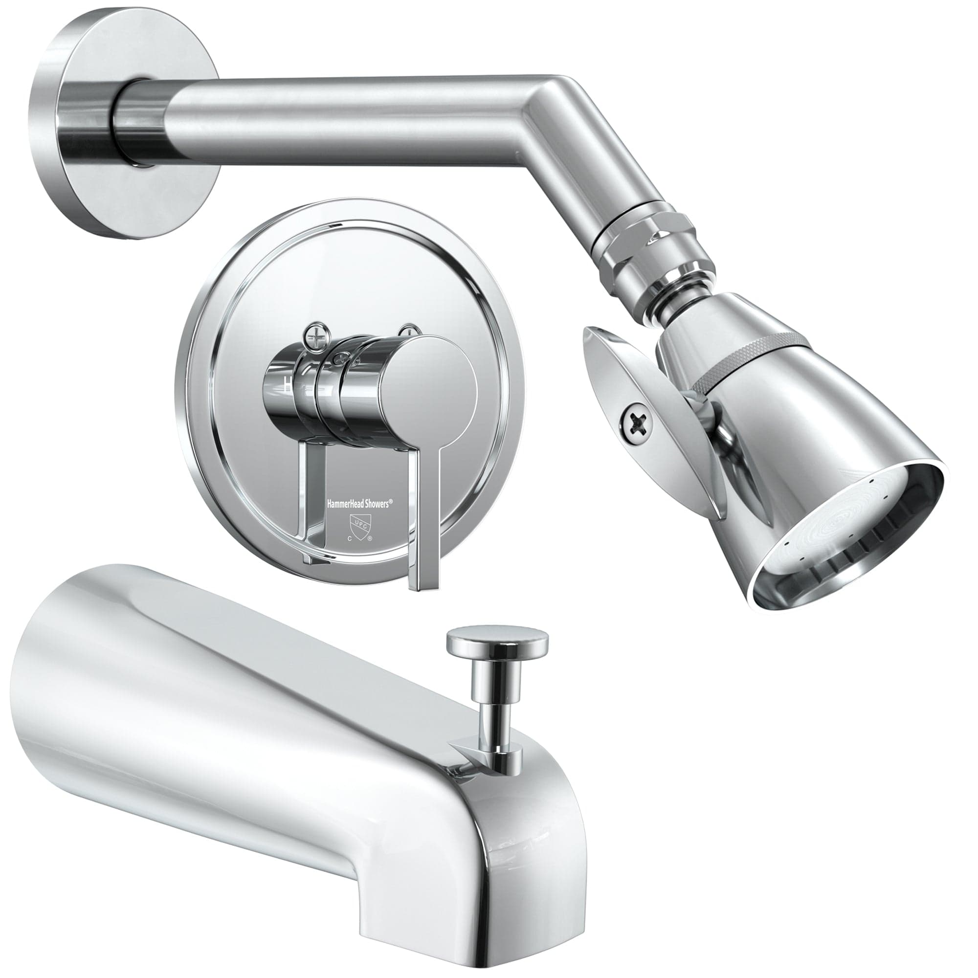 Premium All-Metal 2 Inch High Pressure Shower Head Set - Complete Bathroom Shower System with Tub Spout & Valve Trim, 2.5 GPM - Perfect for Luxurious Spa-Like Experience at Home
