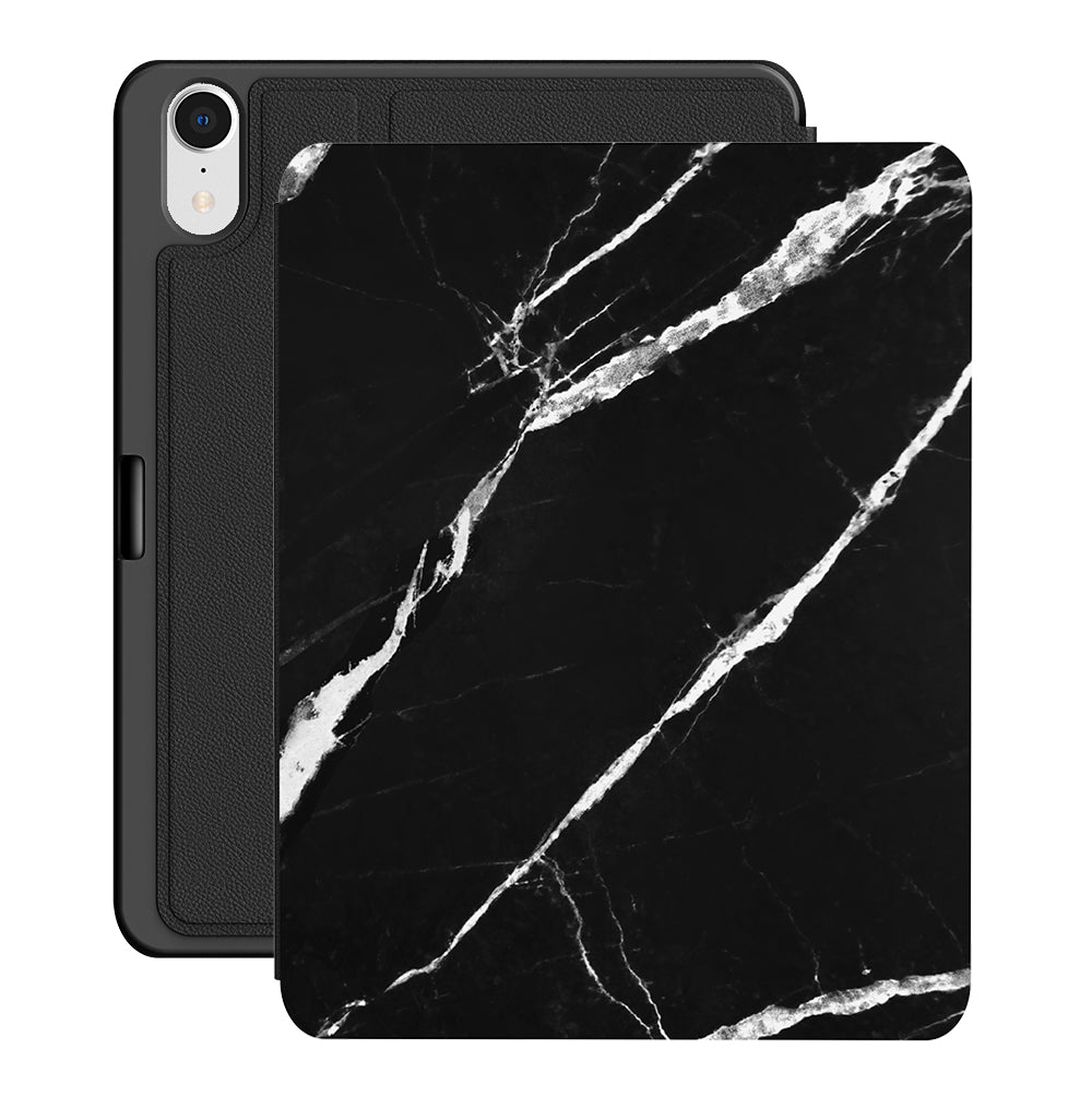 Premium Black Marble iPad Case 2.0 - Slim Protective Cover for iPad Pro/Air/Mini - Durable Scratch-Resistant Shell with Precise Cutouts | Perfect for Work, Travel & Home Use