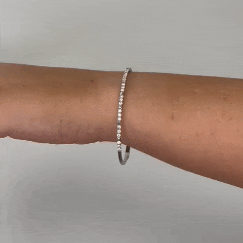 14K Gold Halfway Flexible Diamond & Studs Thin Bangle Bracelet Cuff (0.95 ct) - Elegant Jewelry for Women, Perfect for Weddings, Parties & Everyday Wear