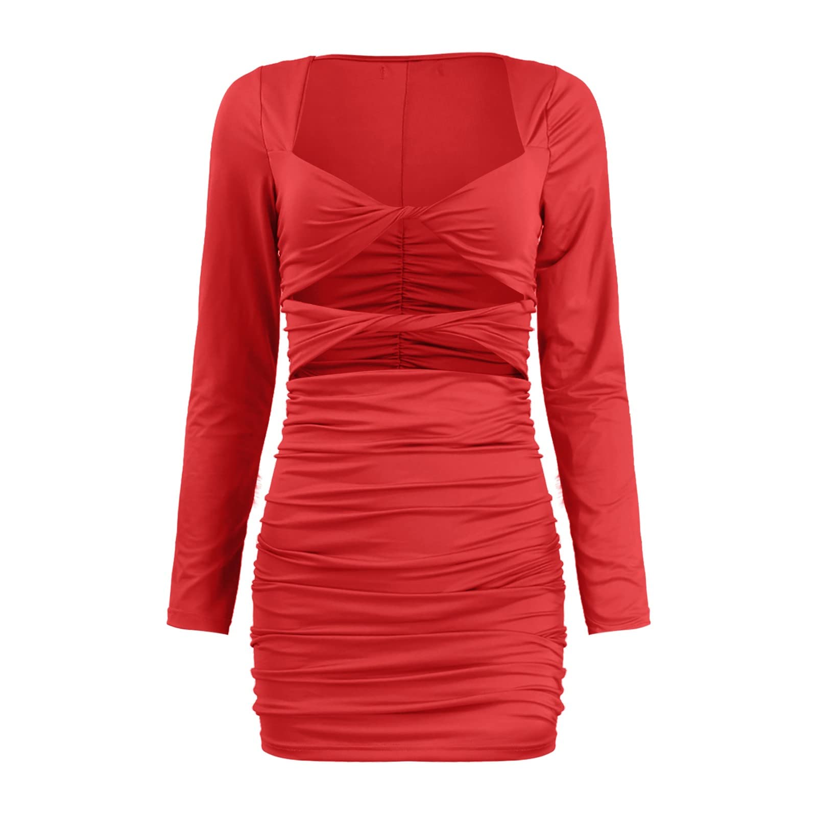 Twoker Women's Sexy Mini Dress with High Slit & Dovetail Hem - Black Bodycon Party Dress for Night Out, Clubwear & Date Night
