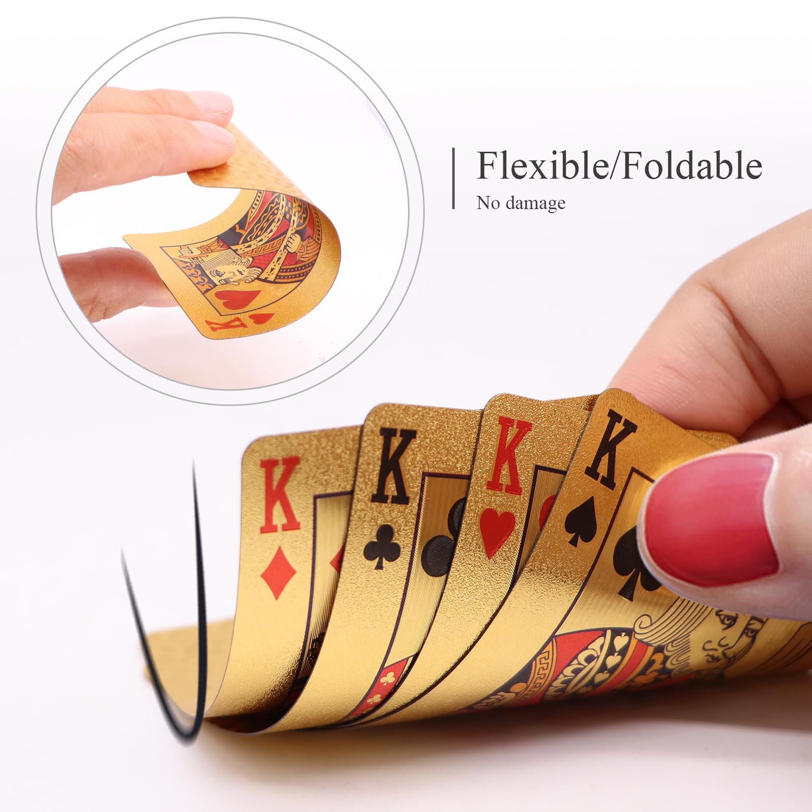 Waterproof Plastic Playing Cards Deck - Durable Gold Poker Cards for Outdoor, Travel & Casino Games - Perfect Gift for Card Players & Collectors