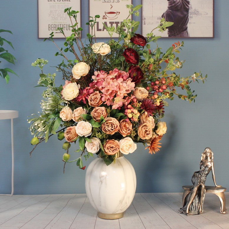 Premium Artificial Silk Flower Bouquet - Modern Large Floral Arrangement for Bedroom Decor, Wedding Centerpiece, Dining Table & Home Interior Design | Faux Flowers for Living Room, Office & Event Decoration