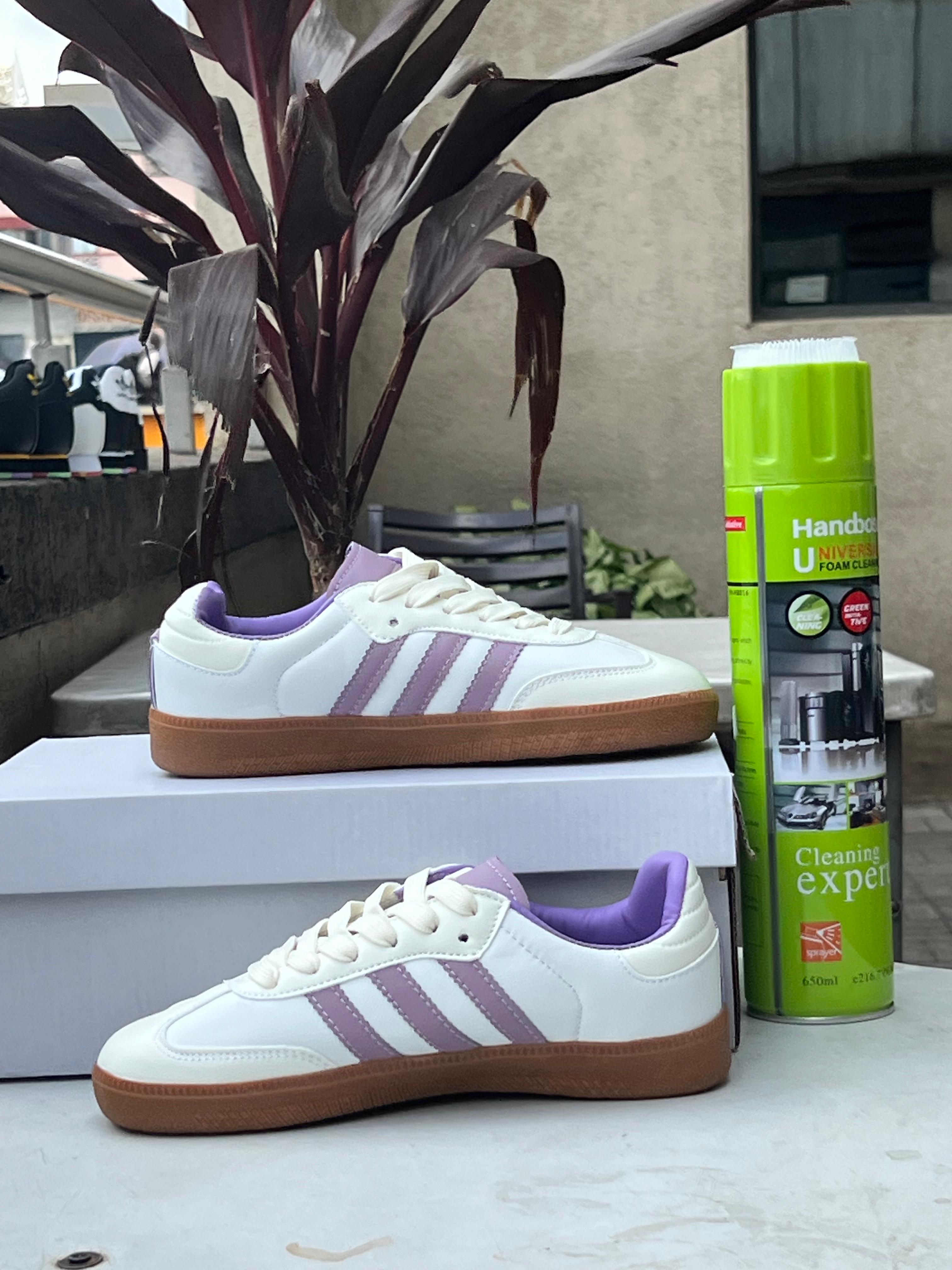 Adidas Samba Classic Sneakers - White & Purple Retro Running Shoes for Men & Women | Perfect for Casual Wear, Street Style & Everyday Comfort