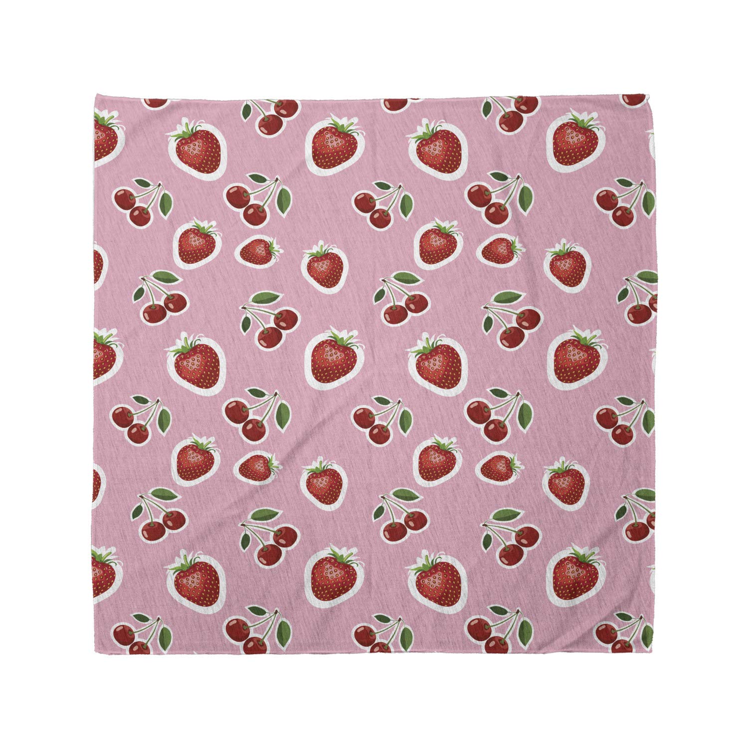 Ambesonne Fruit Bandana - Strawberry & Cherry Print Unisex Head Scarf & Neck Tie for Men & Women - Perfect for Outdoor Activities, Hiking, Music Festivals & Summer Fashion