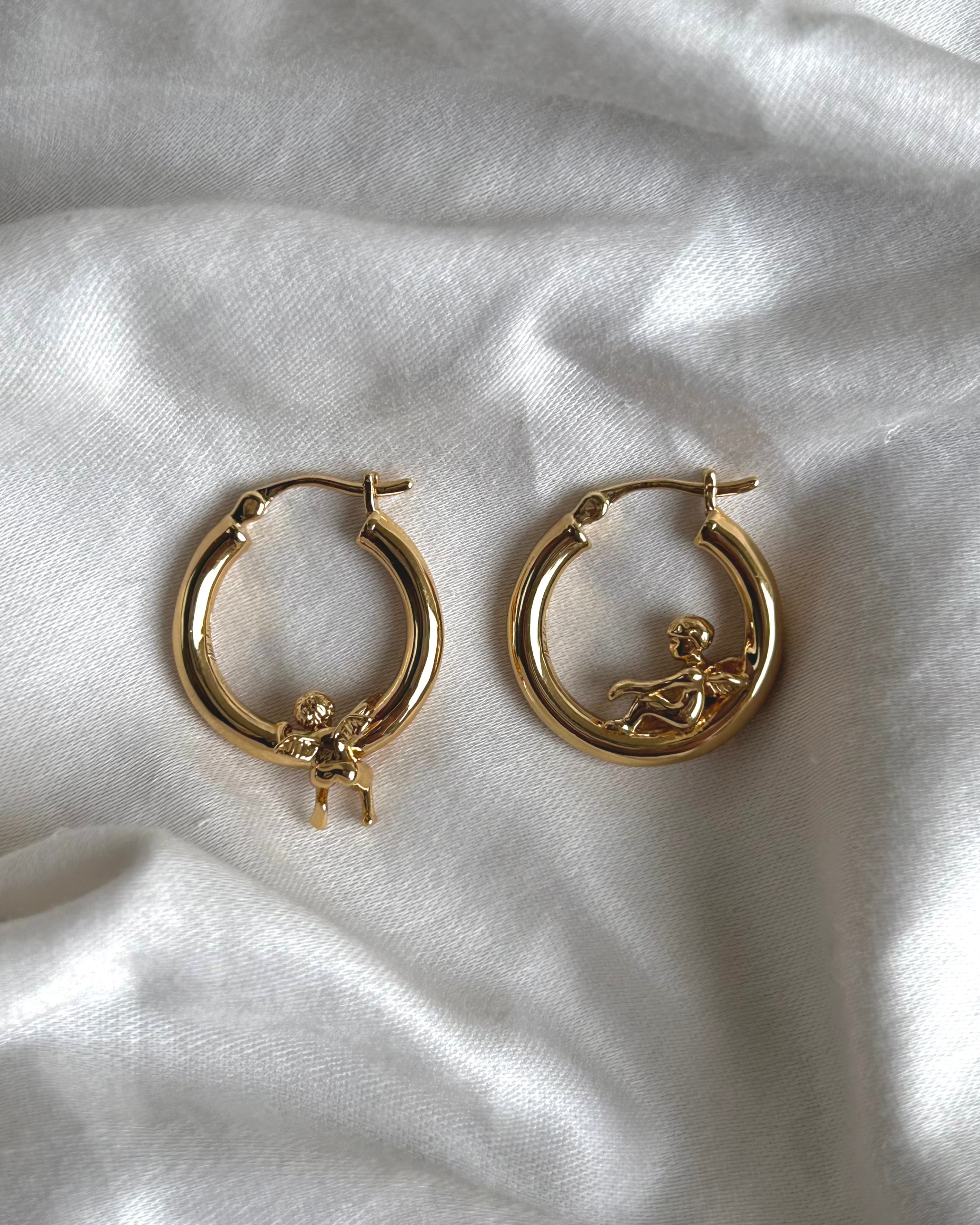 Cherub Hoops - Elegant Gold-Plated Angel Wing Earrings for Women | Perfect for Everyday Wear, Parties & Gifts