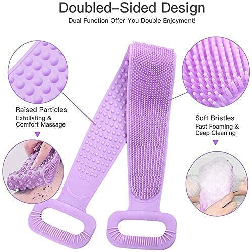 **Waterproof Silicone Bath Brush with Double-Sided Scrubber - Exfoliating Back Scrubber for Dead Skin Removal - Men, Women & Kids - Deep Massage Loofah (Multicolor, Pack of 1) - Perfect for Shower, Bath & Spa Relaxation**