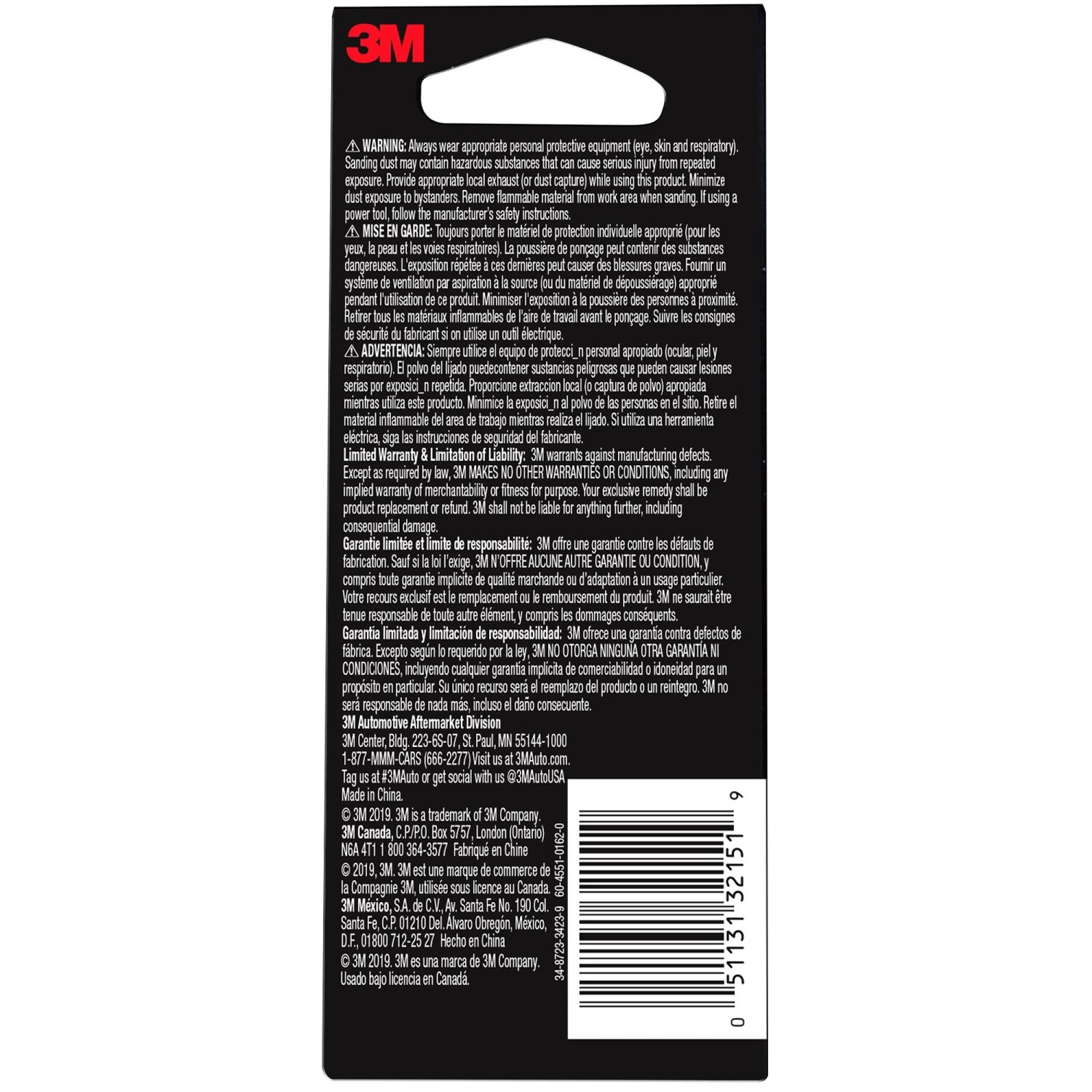 3M Black Sanding Block 32151SRP - Fine Grit Sanding Sponge for Wood, Drywall & Metal - Perfect for DIY Projects, Home Repair & Auto Body Work