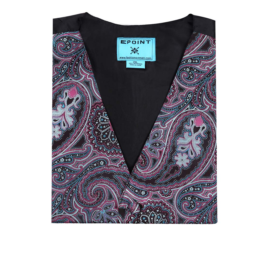 Epoint Men's Formal Paisley Microfiber Tuxedo Vest & Necktie Set - Perfect for Weddings, Prom, and Business Events