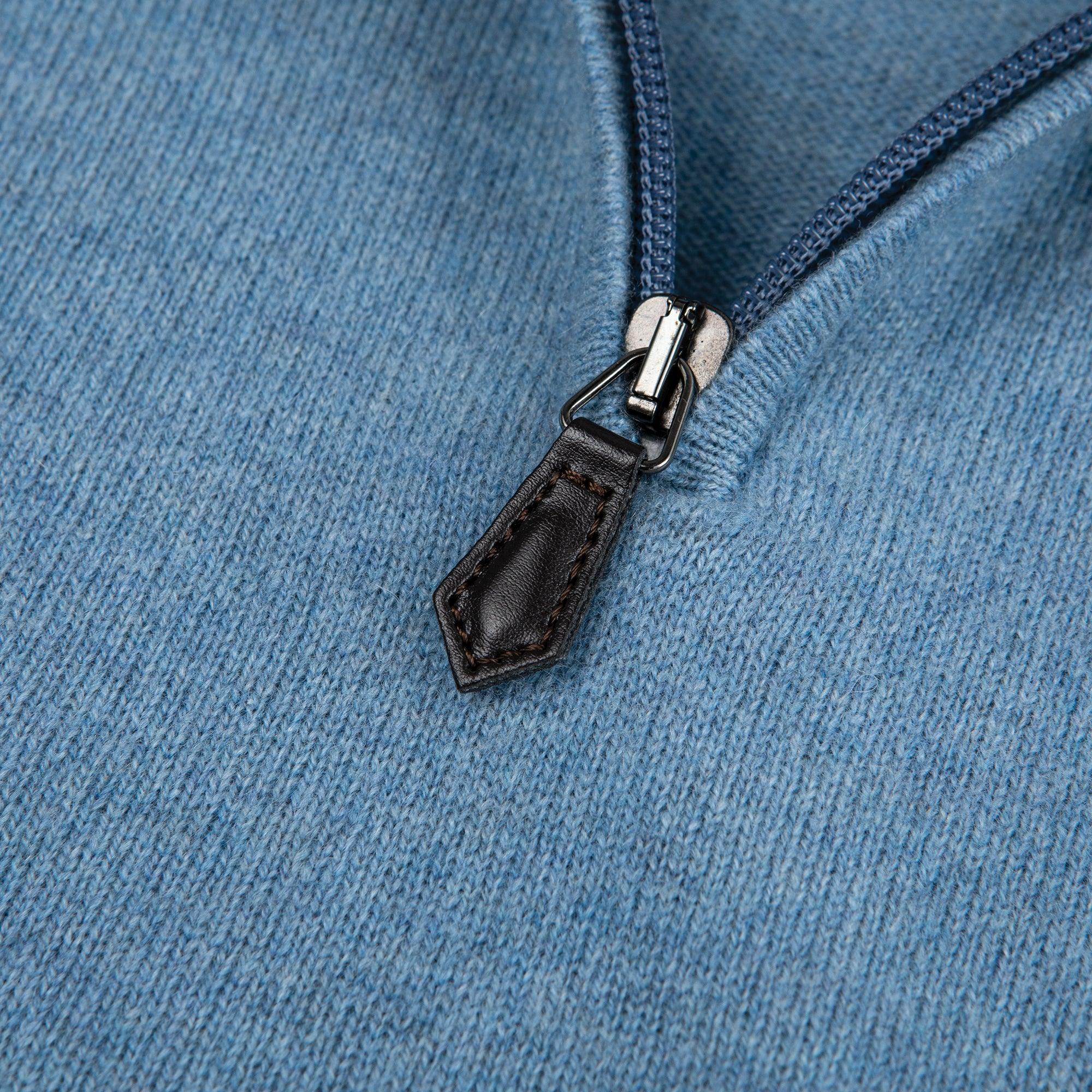 James Cashmere 1/4 Zip Sweater - Premium Heather Vintage Indigo Blue Pullover for Men & Women | Soft & Warm Winter Knitwear for Office, Travel & Casual Outings