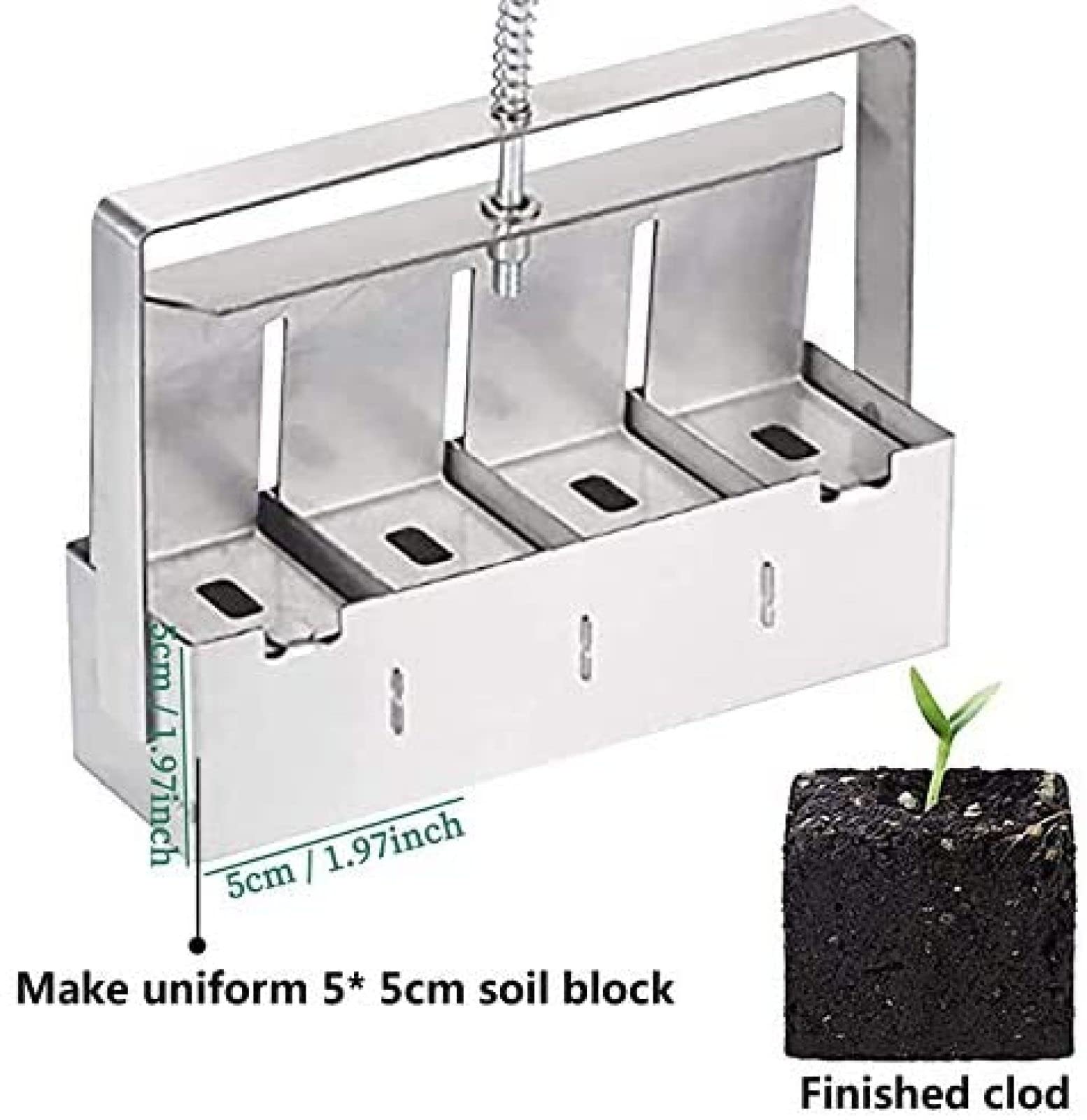 JWCN Handheld Soil Block Maker Tool - Metal Seedling Transplanter for Vegetable Plants, Garden & Greenhouse - Perfect for Starting Seeds in Yard, Raised Beds & Indoor Gardening