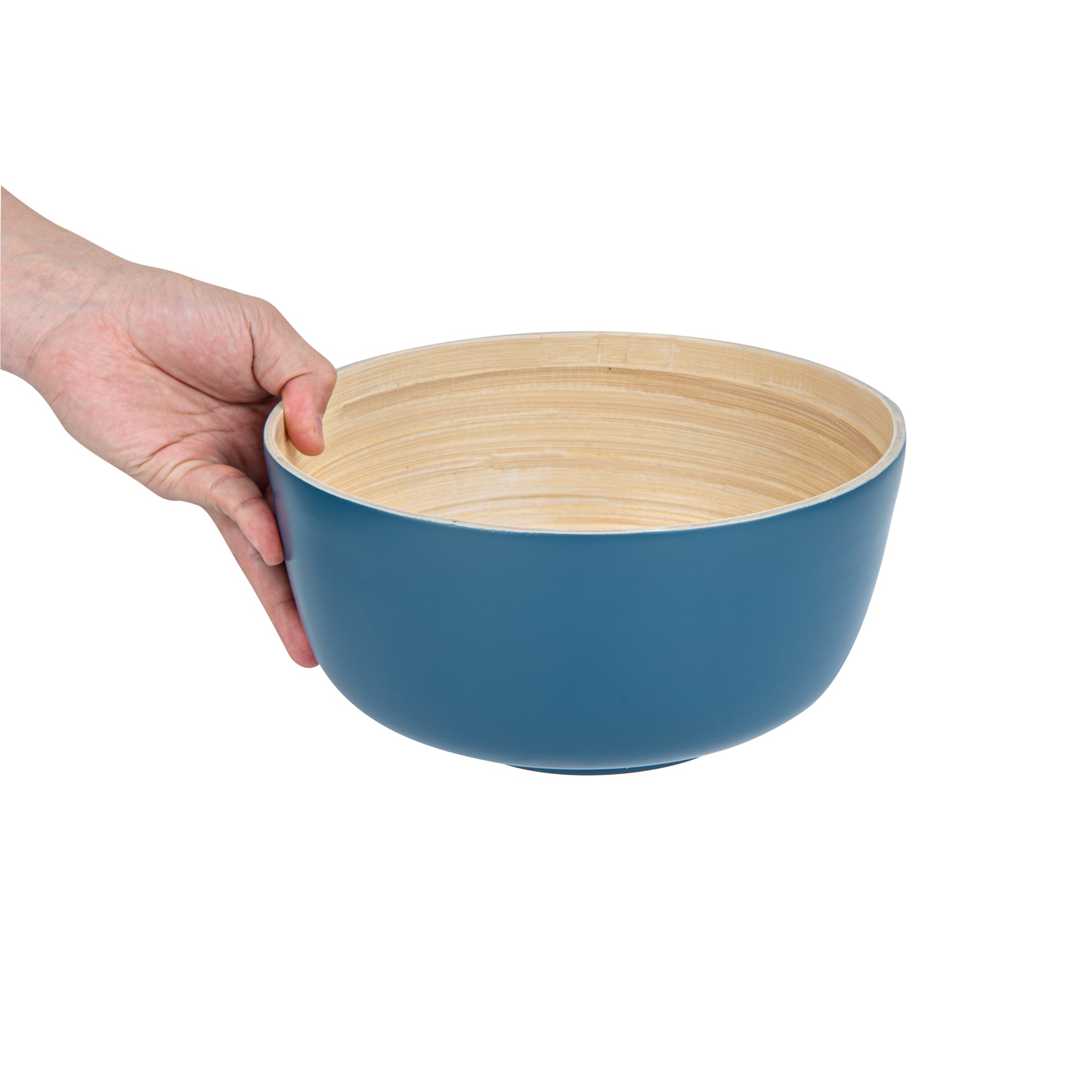 Bambuddha 25 oz Round Blue Spun Bamboo Salad Bowl - 9.5