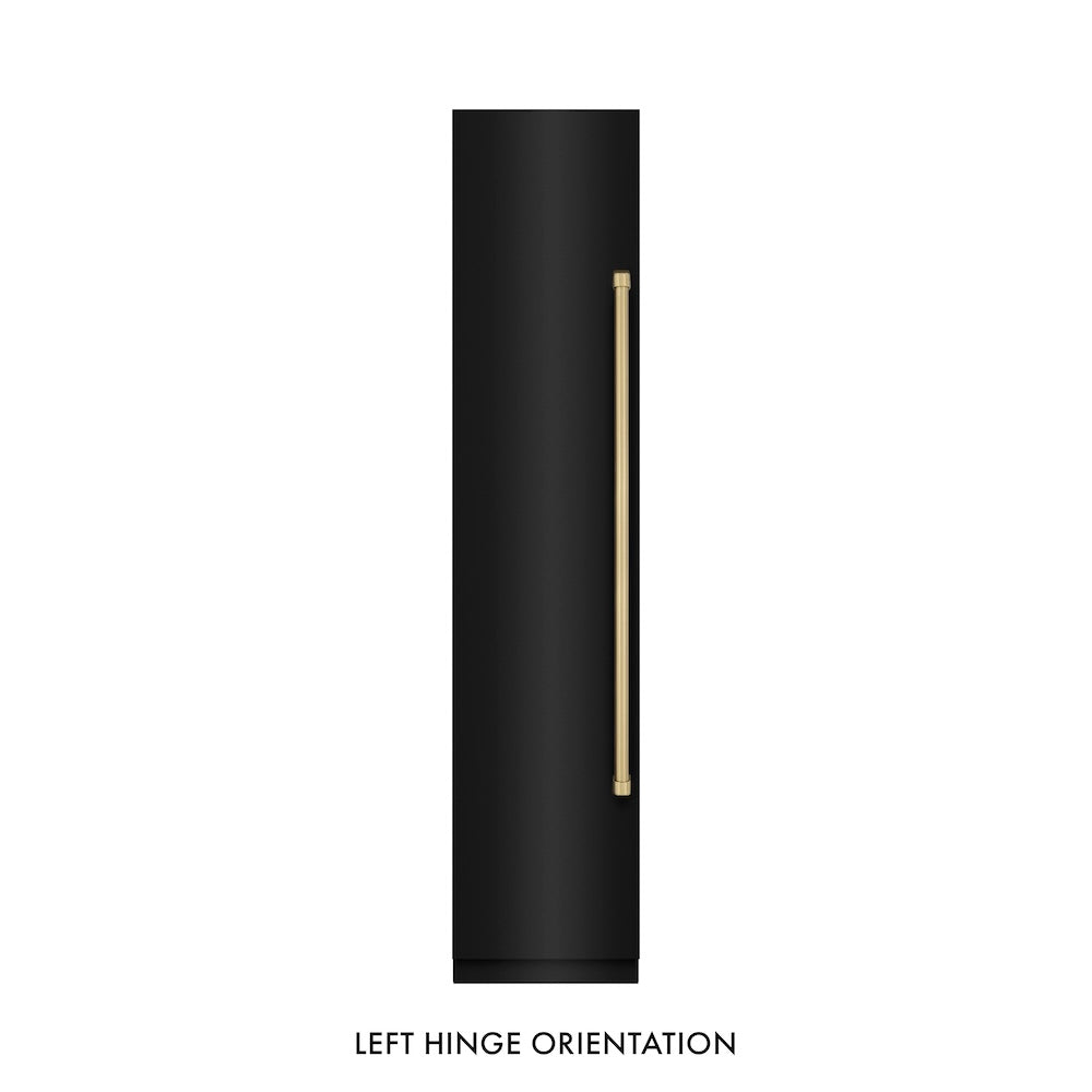 ZLINE Autograph Edition 18 Inch 8.6 cu ft Left Hinge Column Freezer - Black Stainless Steel with Graphite Gray Interior & Champagne Bronze Accents (RCFVLZ BS 18 CB) | Perfect for Home Kitchen, Basement, Garage & Commercial Use