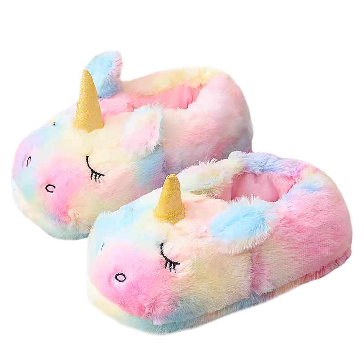 **HANDKEI Cute Rainbow Unicorn Slippers - Plush Animal House Shoes for Women & Girls - Warm Winter Indoor Slippers for Home, Gifts & Cozy Comfort**    *(Perfect for lounging at home, sleepovers, or as a fun gift for unicorn lovers!)*