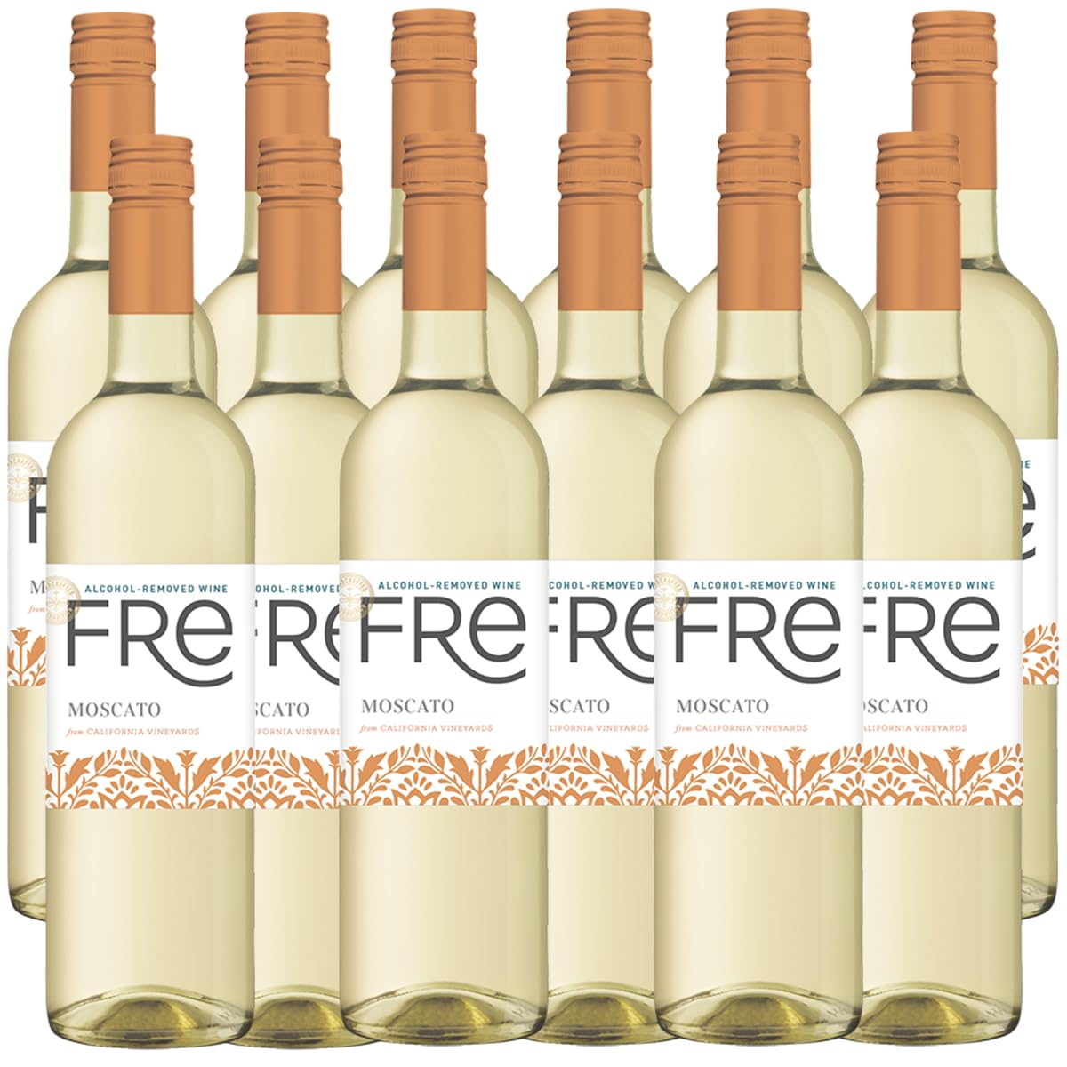 Sutter Home Fre Moscato Non-Alcoholic Wine Bundle - 12-Pack (750ML Bottles) with Ice Packs, Corkscrew, Phone Grip & Wine Pairing Recipes | Perfect for Parties, Gifts & Alcohol-Free Celebrations