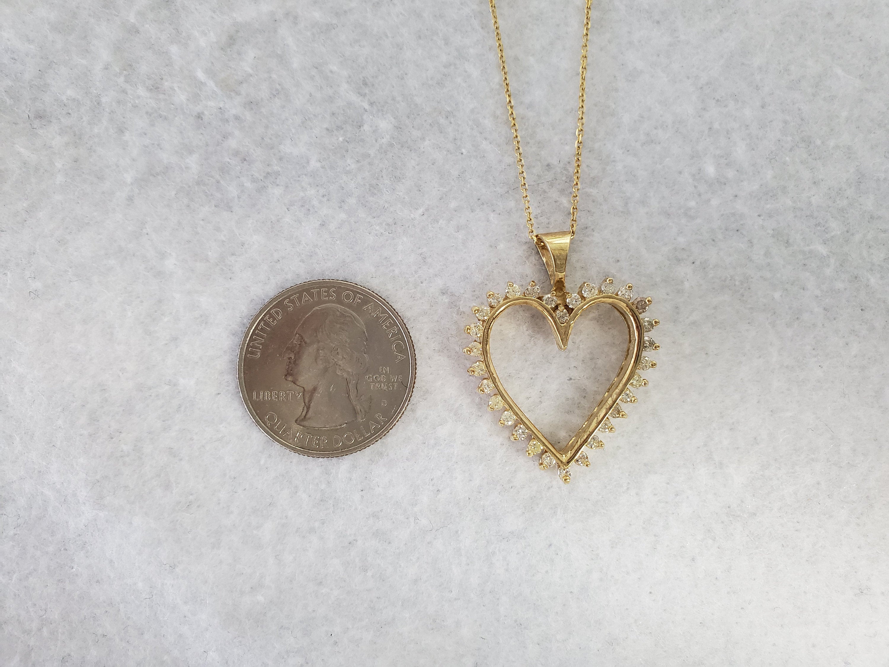 14K Yellow Gold Diamond Heart Pendant Necklace - 0.65cttw Cutout Design for Valentine's Day Gift & Anniversary Jewelry