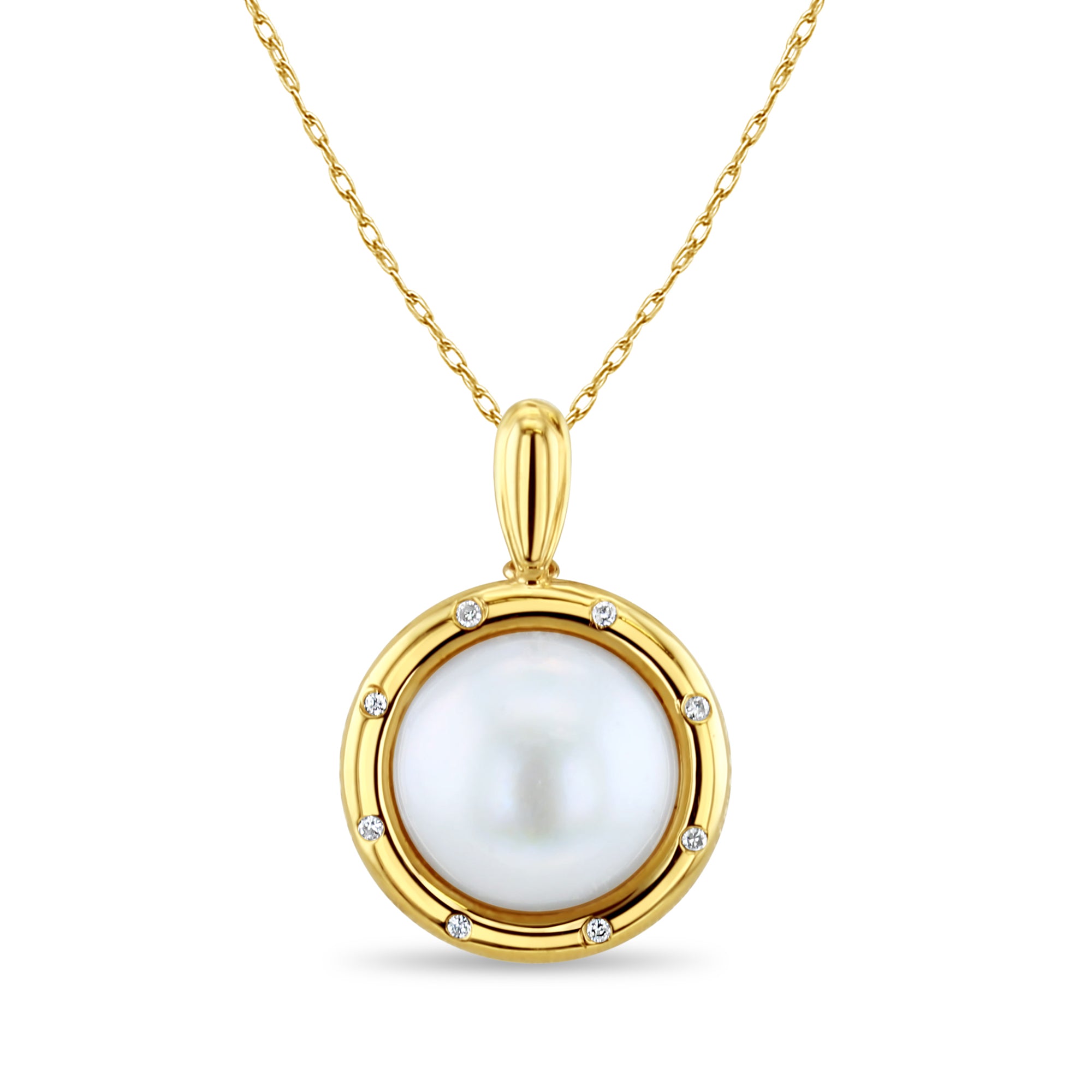 Elegant Mabe Pearl Necklace with Diamond Accents & Polished Bezel - Perfect for Weddings, Anniversaries & Special Occasions
