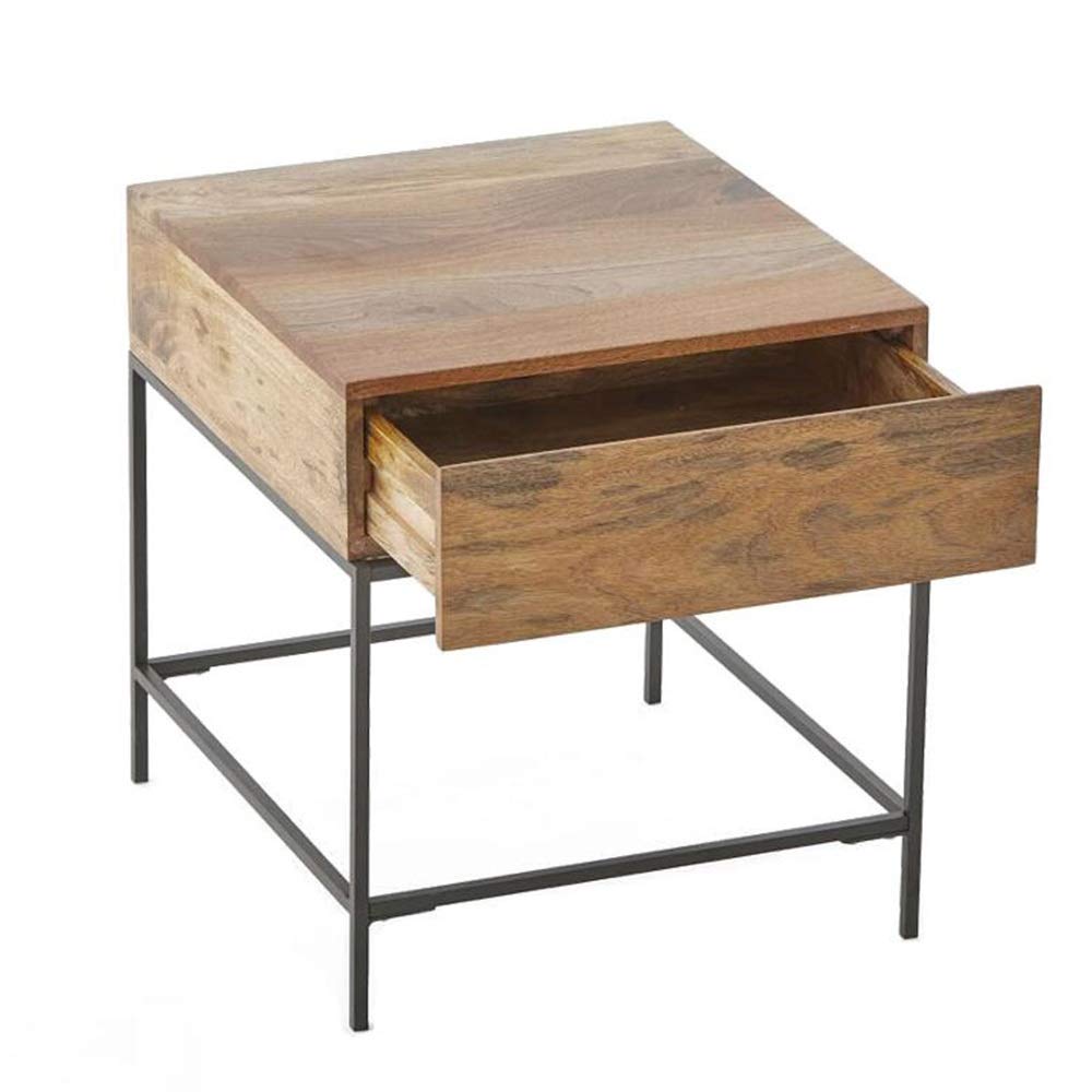 YUMEIGE Wooden Nightstand with Drawer - 19.68x21.65x21.65 Inch Bedside Table, Living Room Side Cabinet, Sofa End Table - Easy Assembly Coffee Table (Natural Wood Color) - Perfect for Bedroom Storage & Living Room Organization