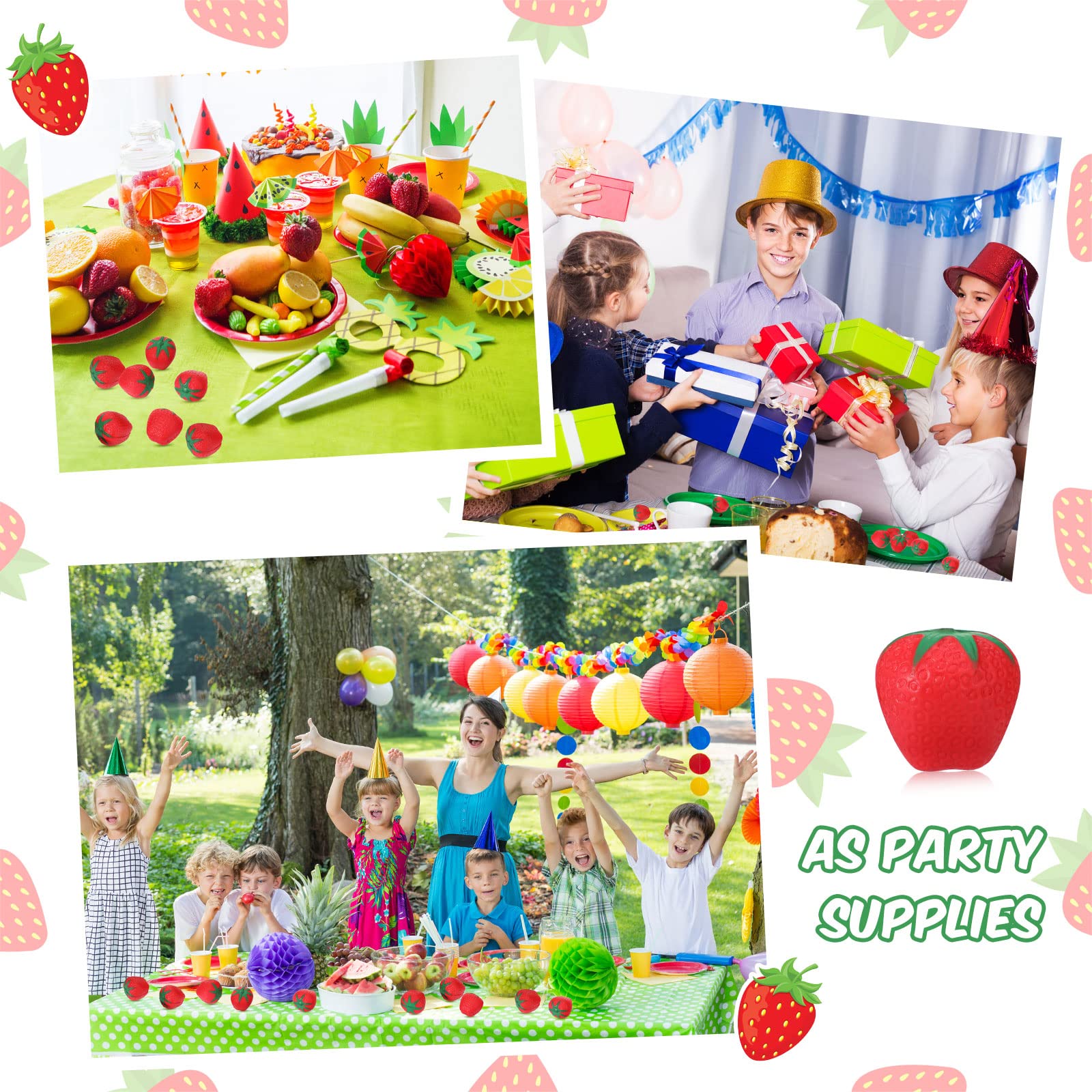 20 Pack Strawberry Stress Relief Toys - Mini Slow Rising Foam Squeeze Balls for Kids & Adults - Kawaii Sensory Fidget Toys for Anxiety, ADHD, Autism - Perfect for Home, School, Office & Travel Stress Relief
