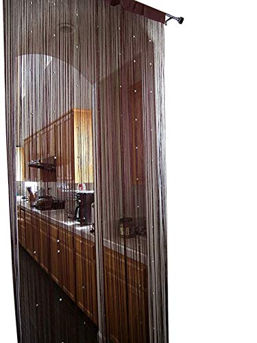OctoRose Burgundy String Curtain Panel 40x110 Inches with Faux Pearl Beads - Elegant Door Window Room Divider for Home Decor, Wedding & Party Events