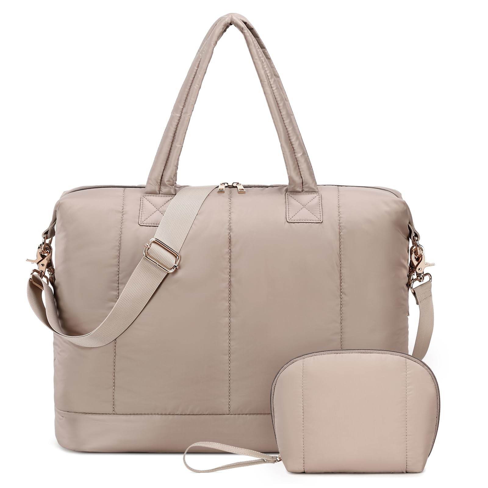Bluboon Women's Puffer Tote Weekender Bag with Zipper - Stylish Carry On Travel Bag for Airport, Work & Winter - Perfect for Business Trips, Weekend Getaways & Daily Commute