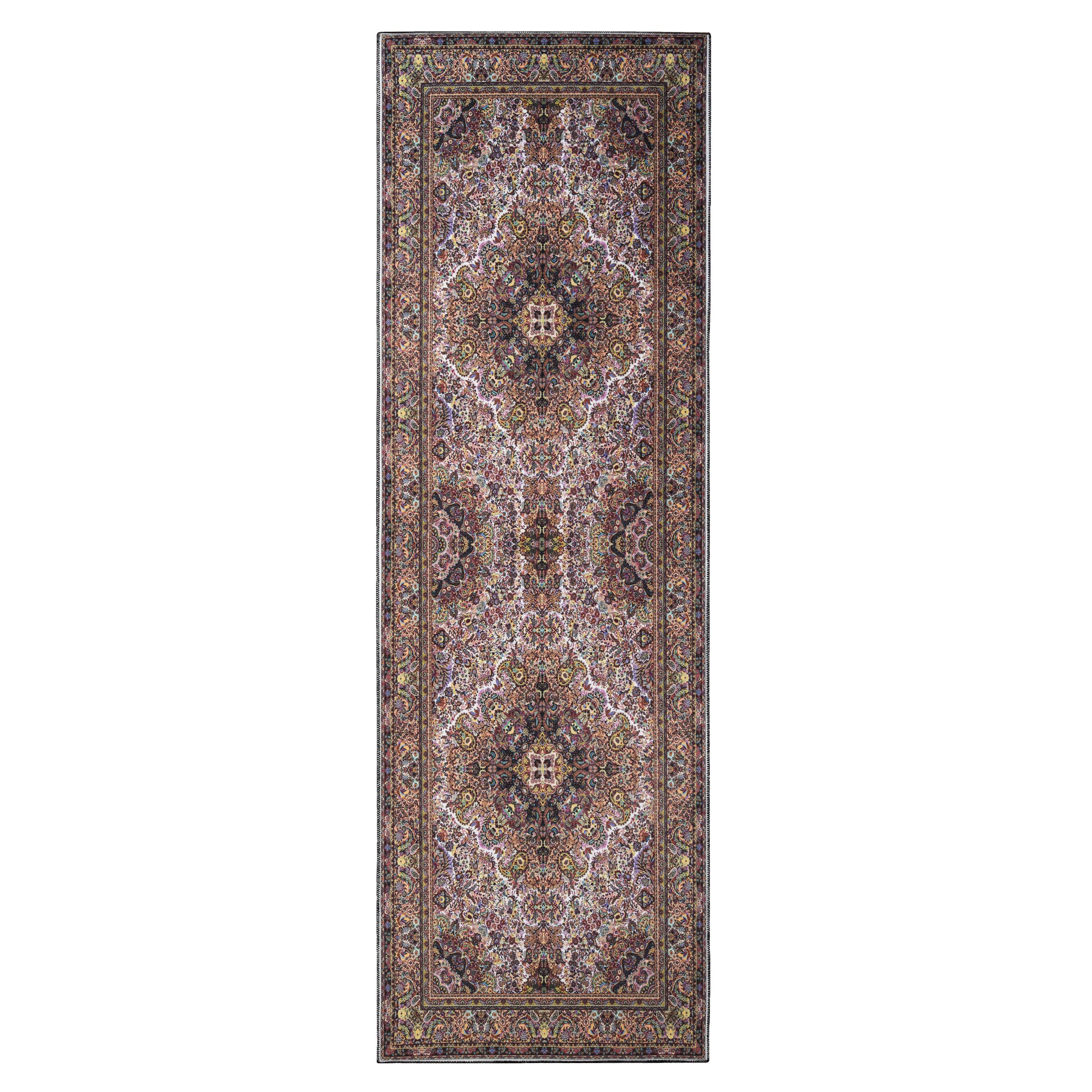 Flamingo Medallion Machine Washable Indoor Area Rug - Non-Slip Soft Living Room Carpet Runner for Bedroom, Hallway & Entryway Decor