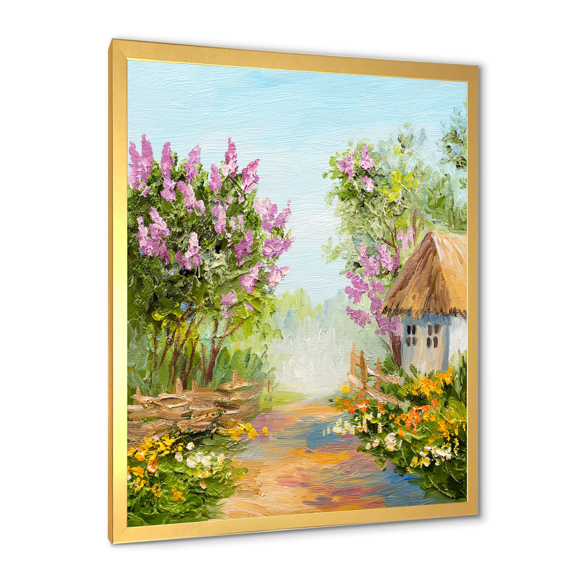 Little House in the Blossoming Forest - Lake House Framed Wall Art Painting - Perfect for Living Room, Bedroom & Office Decor