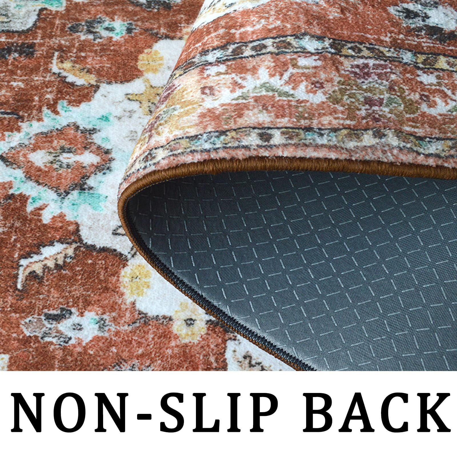 Non-Slip Washable Small Indoor Door Mat - Narrow Entrance Rug for Kitchen, Bathroom, Hallway, Office, Sink & Laundry - Perfect for High-Traffic Areas & Wet Floors (Orange)