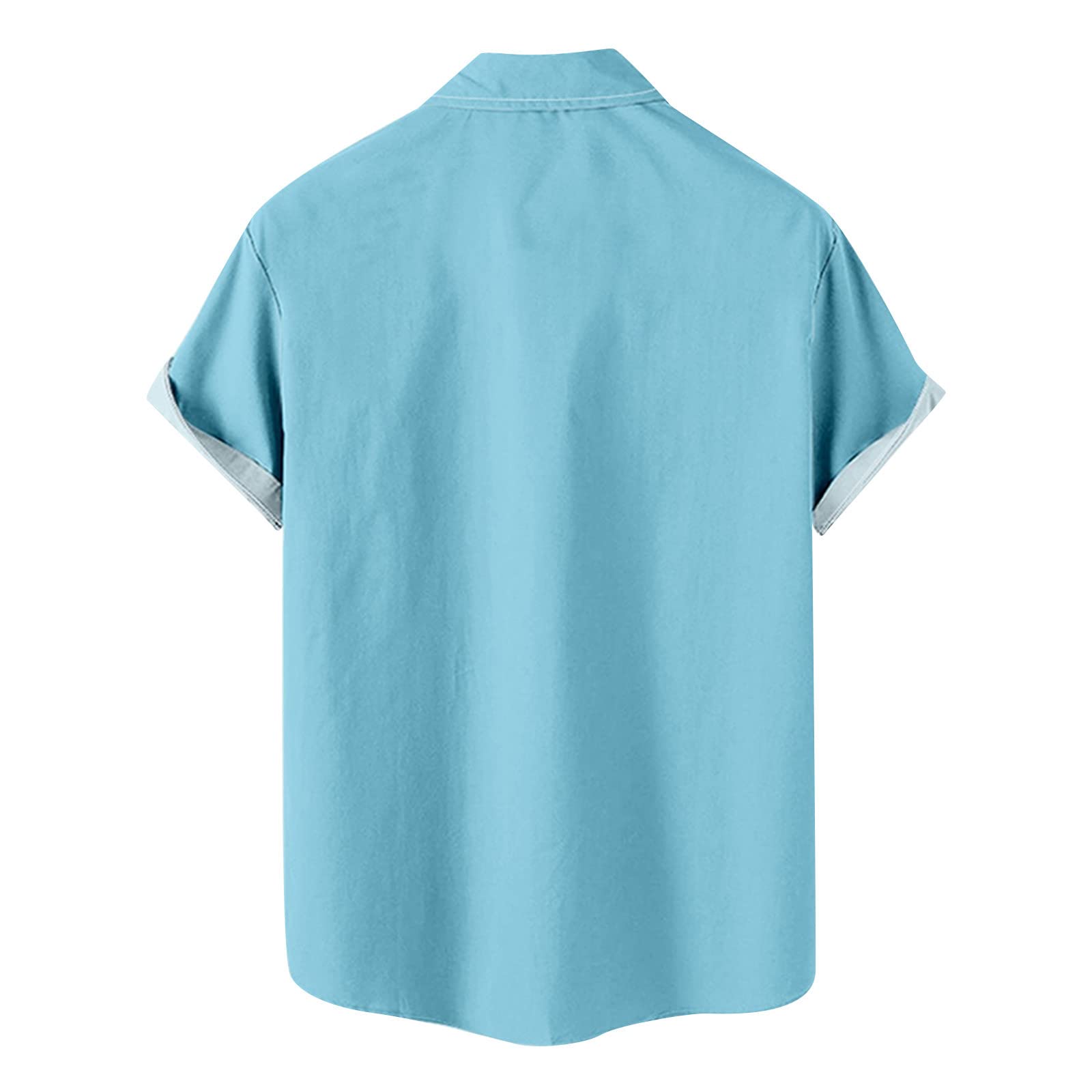 **Men's Hawaiian Shirt Short Sleeve Casual Button Down Beach Shirt - Regular Fit Color Block Summer Top in Sky Blue | Perfect for Vacation, Luau Party & Tropical Getaways**