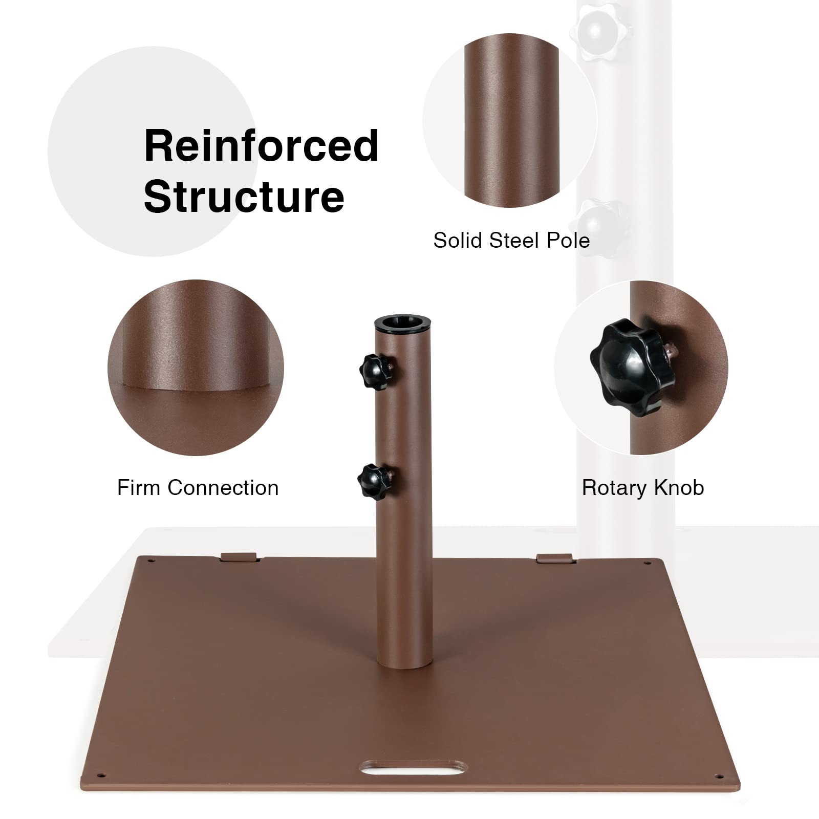 50 LBS Heavy Duty Patio Umbrella Stand with Wheels & Handle - Fits 1.6’’-1.9’’ Umbrella Poles - Outdoor Square Base for Deck, Pool, Garden, Backyard (Bronze) - Perfect for Outdoor Dining, Lounging & Entertaining