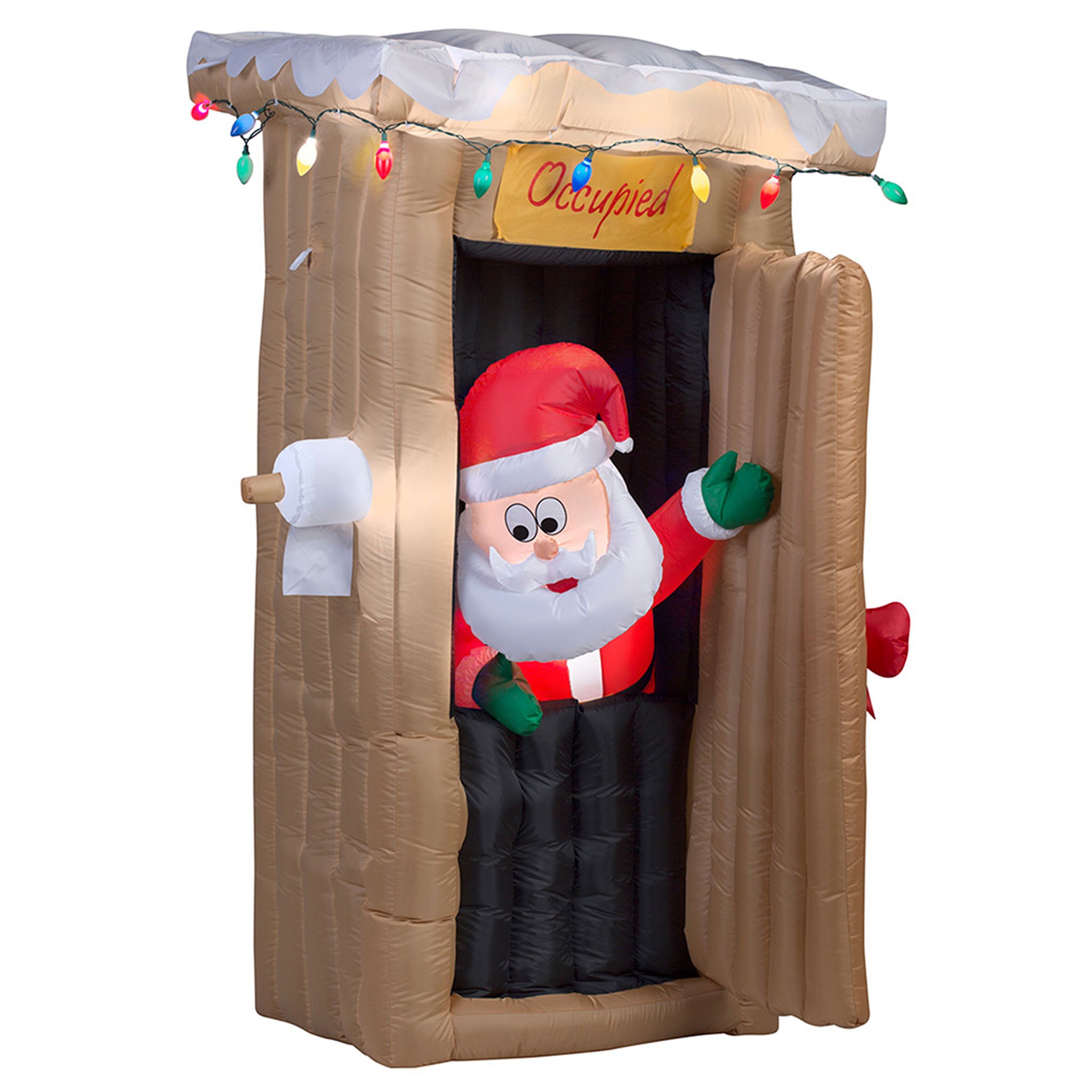 6 ft. Inflatable Santa in Outhouse - Christmas Yard Decoration for Outdoor Holiday Decor, Party, and Festive Home Decorating