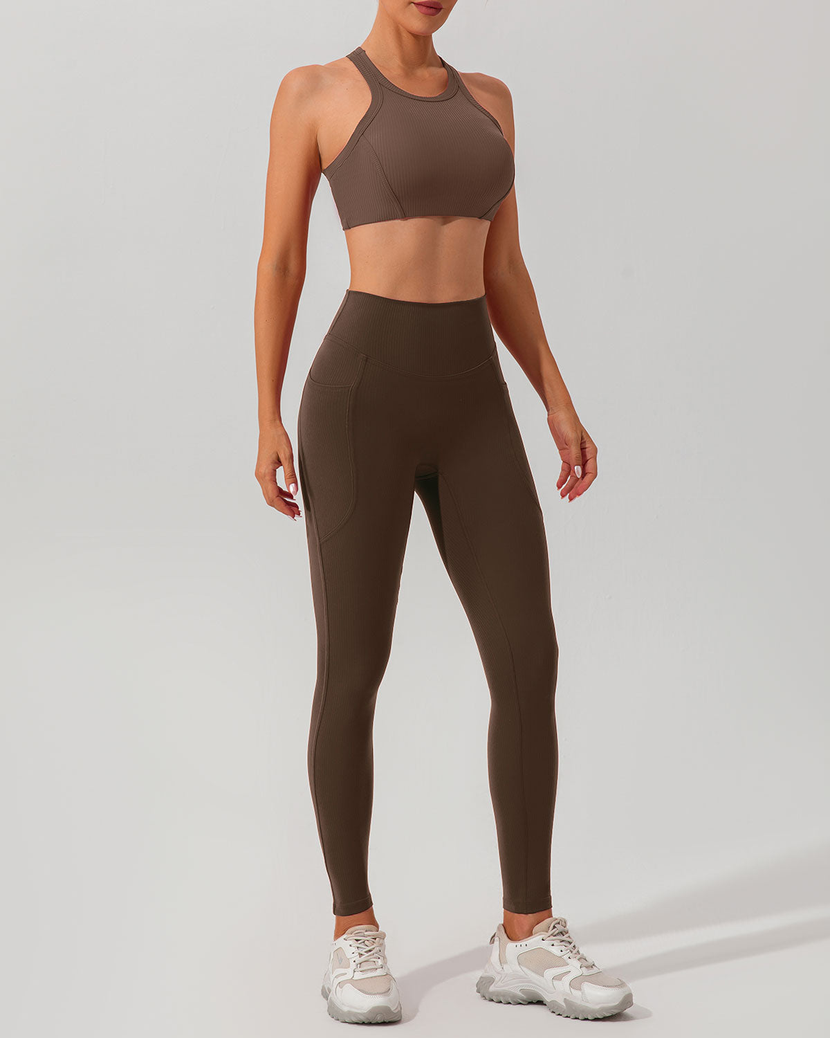 Quick-Drying High Waisted Brown Yoga Pants for Women - Perfect for Gym, Running & Lounge Wear