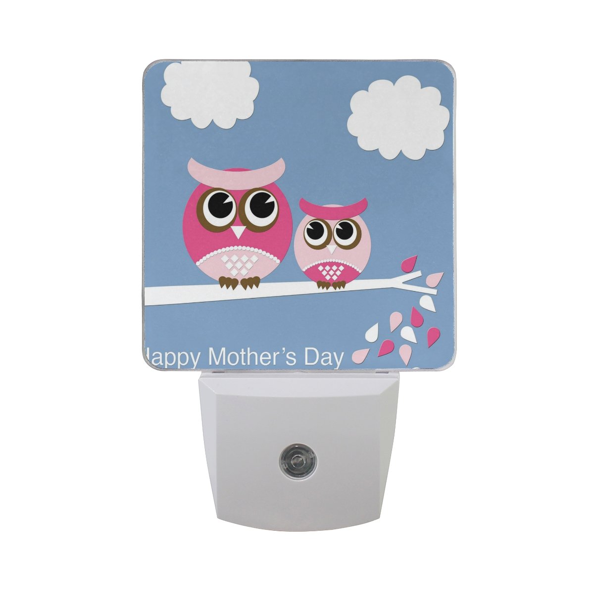 ALAZA 2 Pack Pink Happy Mother's Day Owl Cloud LED Night Light with Dusk to Dawn Sensor - Plug in Home Decor Desk Lamp for Adults | Perfect for Bedroom, Nursery & Gift Giving