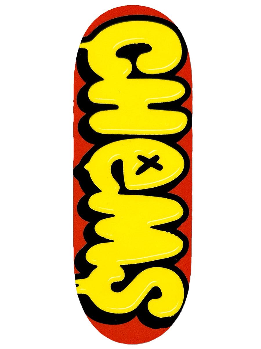 Chems Fingerboard Deck - Red and Yellow Bubbles Design | Professional Skateboard Fingerboard for Tricks & Practice | Perfect for Skateboard Enthusiasts & Office Stress Relief