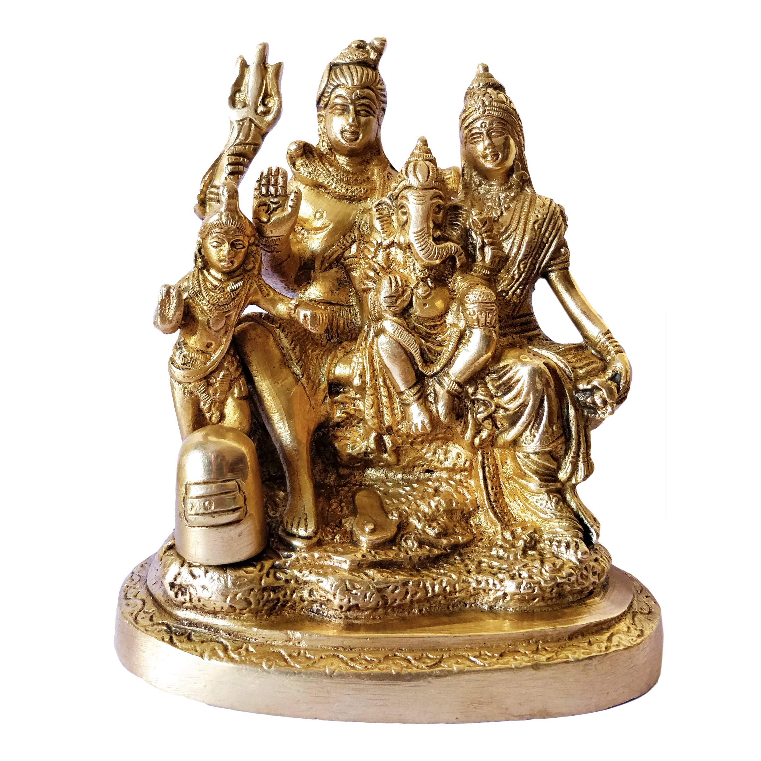 Handcrafted Brass Statue of Lord Shiva, MATA Parvati, Ganesha & Kartikeya - Hindu God Idol for Pooja Mandir, Home Decor & Spiritual Gifts - Perfect for Meditation, Worship & Indian Festival Celebrations